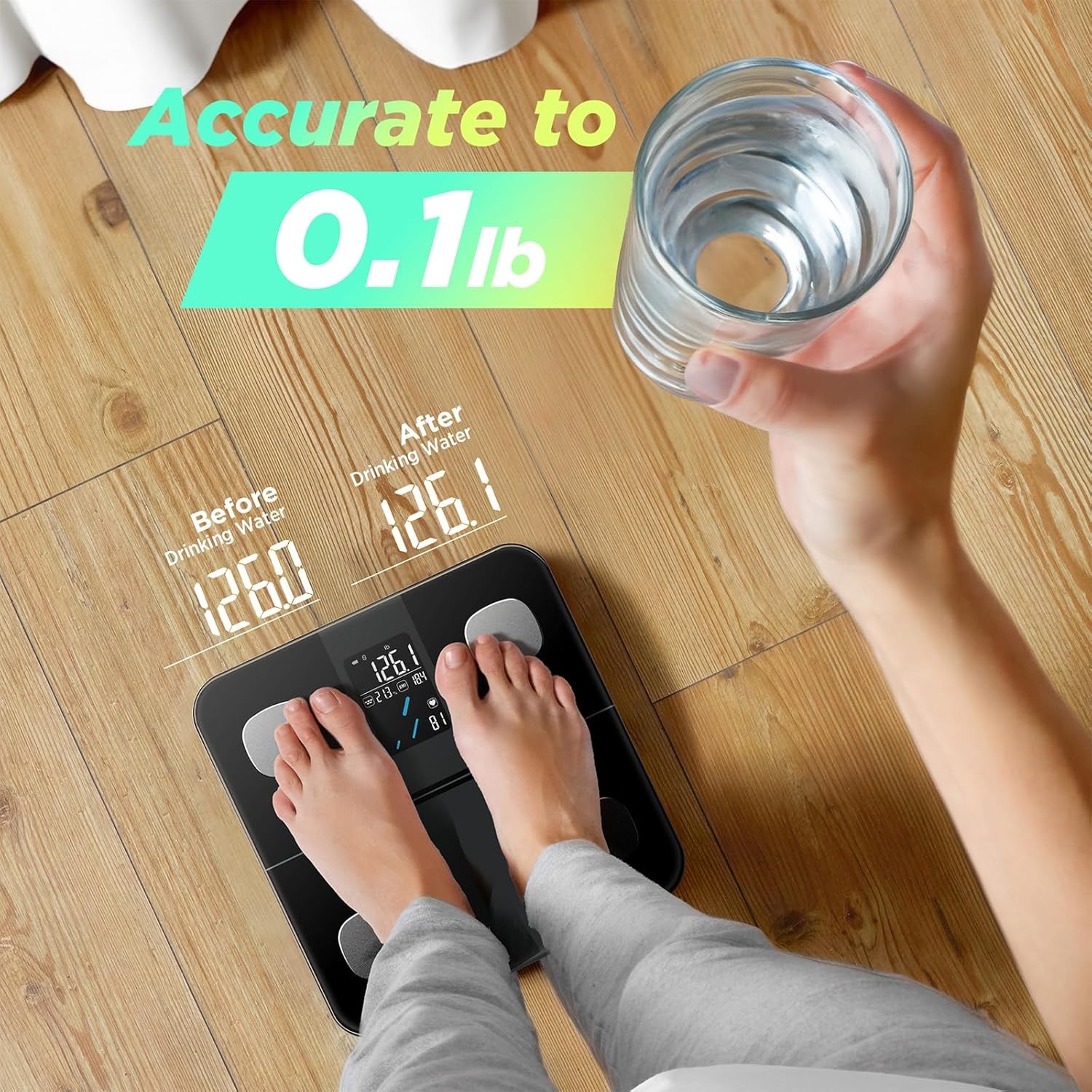 Smart Body Scale: 22 Metrics, Large Display, 0.1 lb precision, 400 lb, 24 users