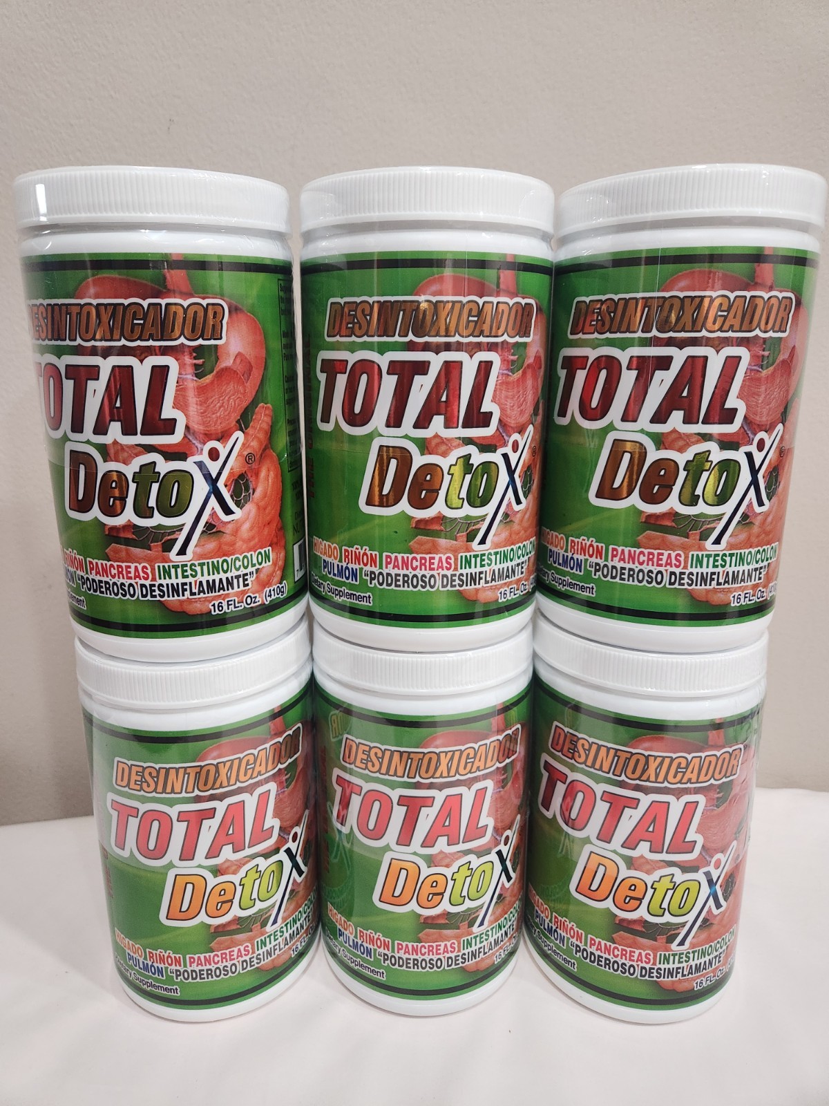 6 PACK TOTAL DETOX THE ORIGINAL DETOXIFY POWDER 16 OZ EA MADE USA SEALED 12/28