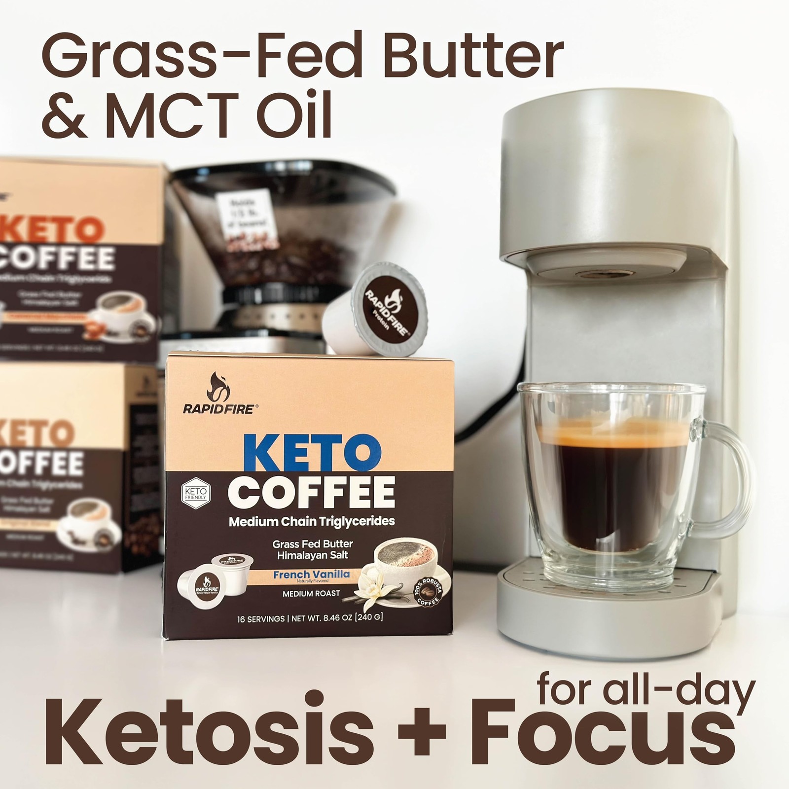 Rapidfire French Vanilla Ketogenic High Performance Keto Coffee Pods, Support…