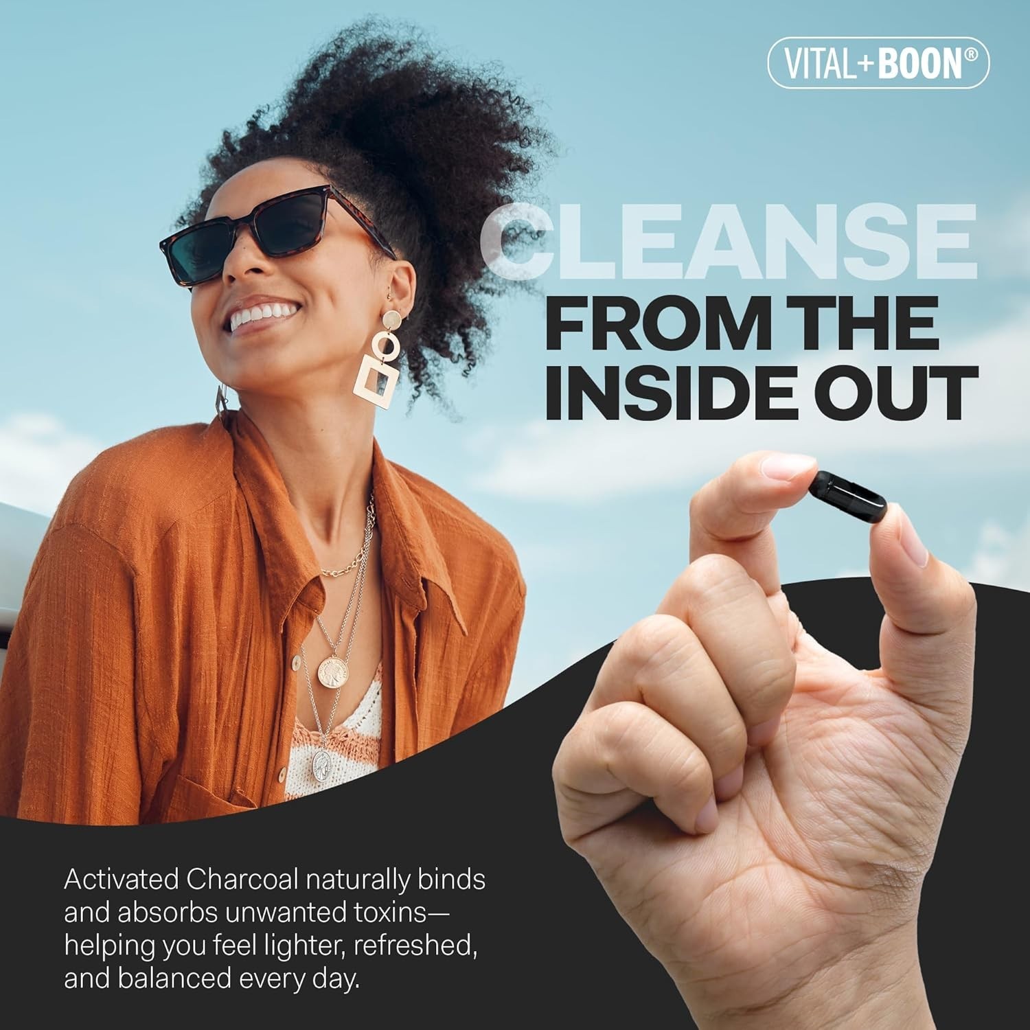 Vital Boon Activated Charcoal Pills 120ct Coconut Shell Gas Bloating Detox