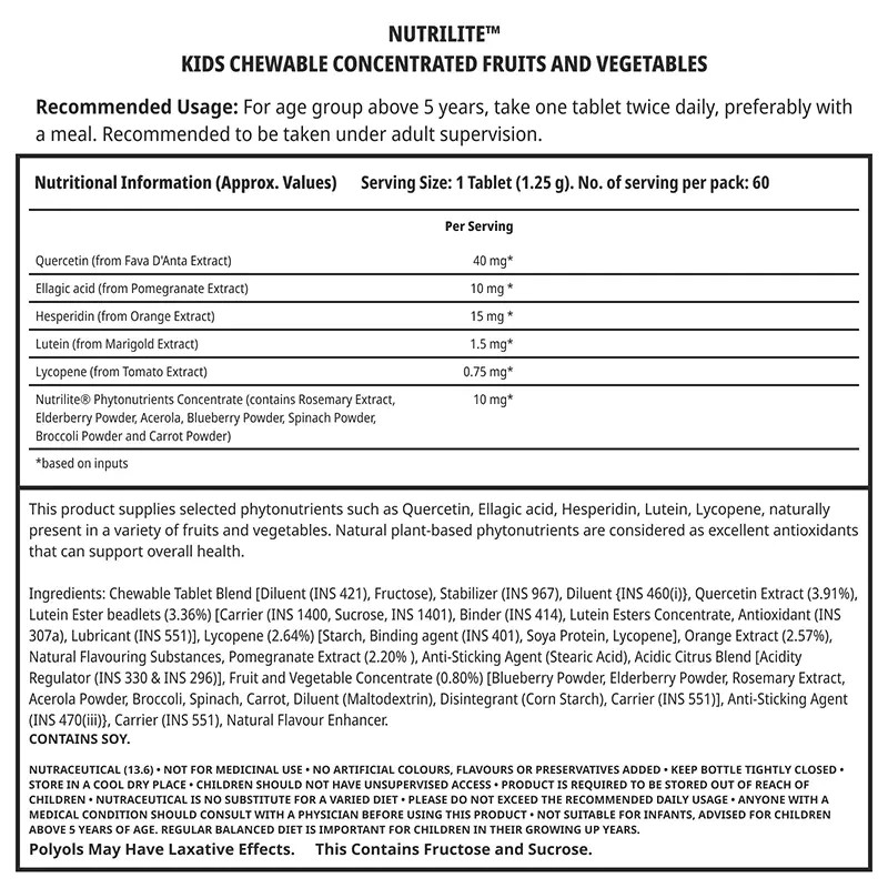 Amway NUTRILITE® Kids Chewable Concentrated Fruits & Vegetables – 60N Tablets