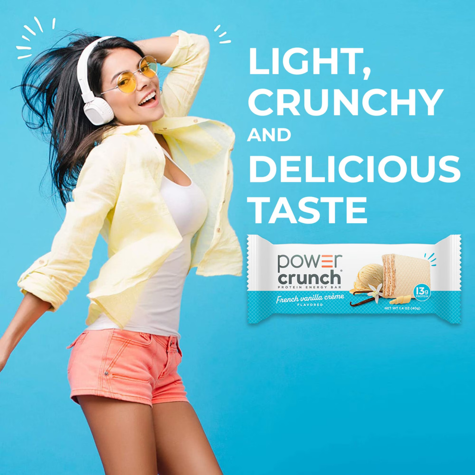 Power Crunch Original Protein Energy Bars, French Vanilla Cream, 1.4 oz, 5 Count