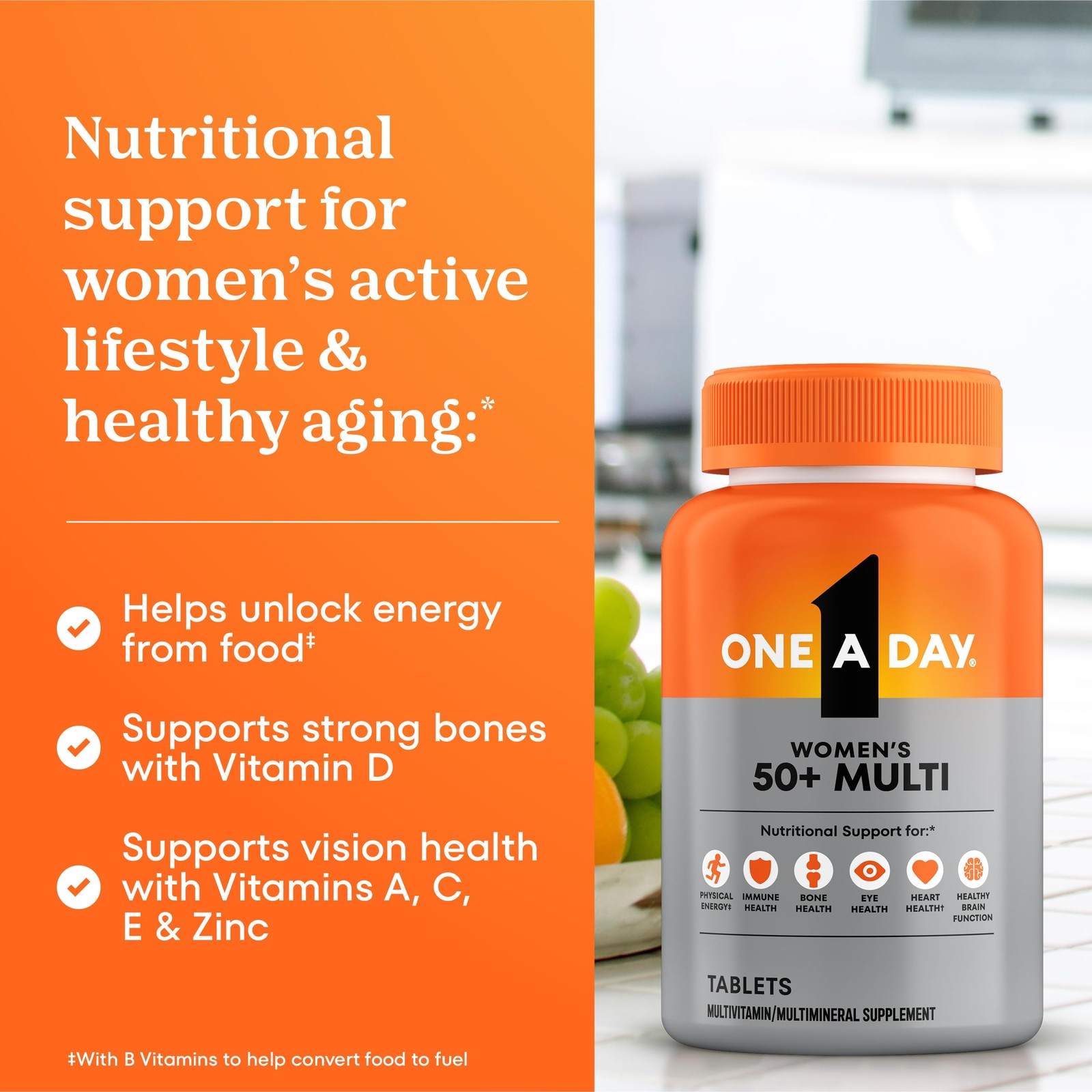 One A Day Multivitamin for Women 50 and Over 200 Count (Pack of 1), 200