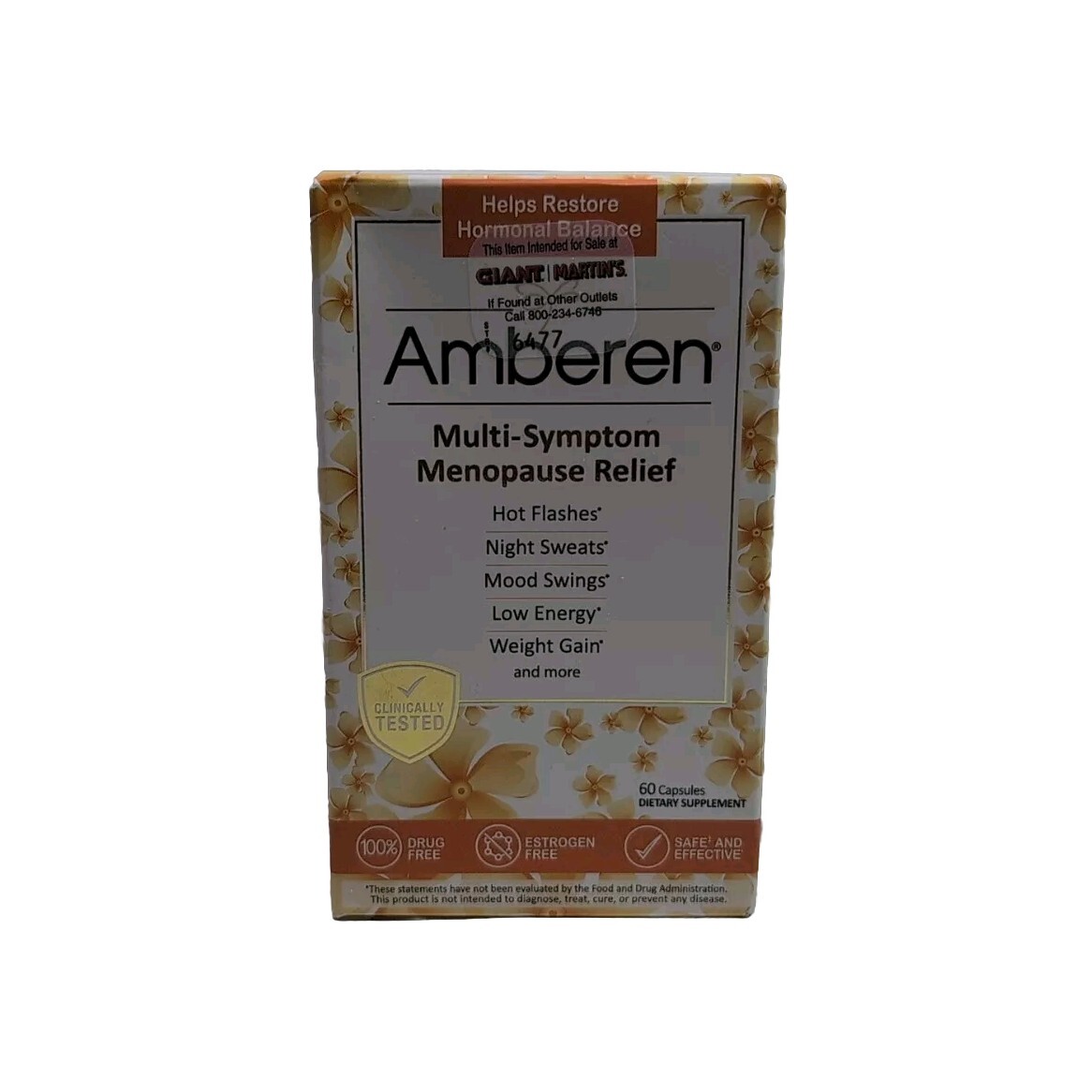 Amberen multi symptom Menopause Relief, 60 Capsules. Exp: 04/2026