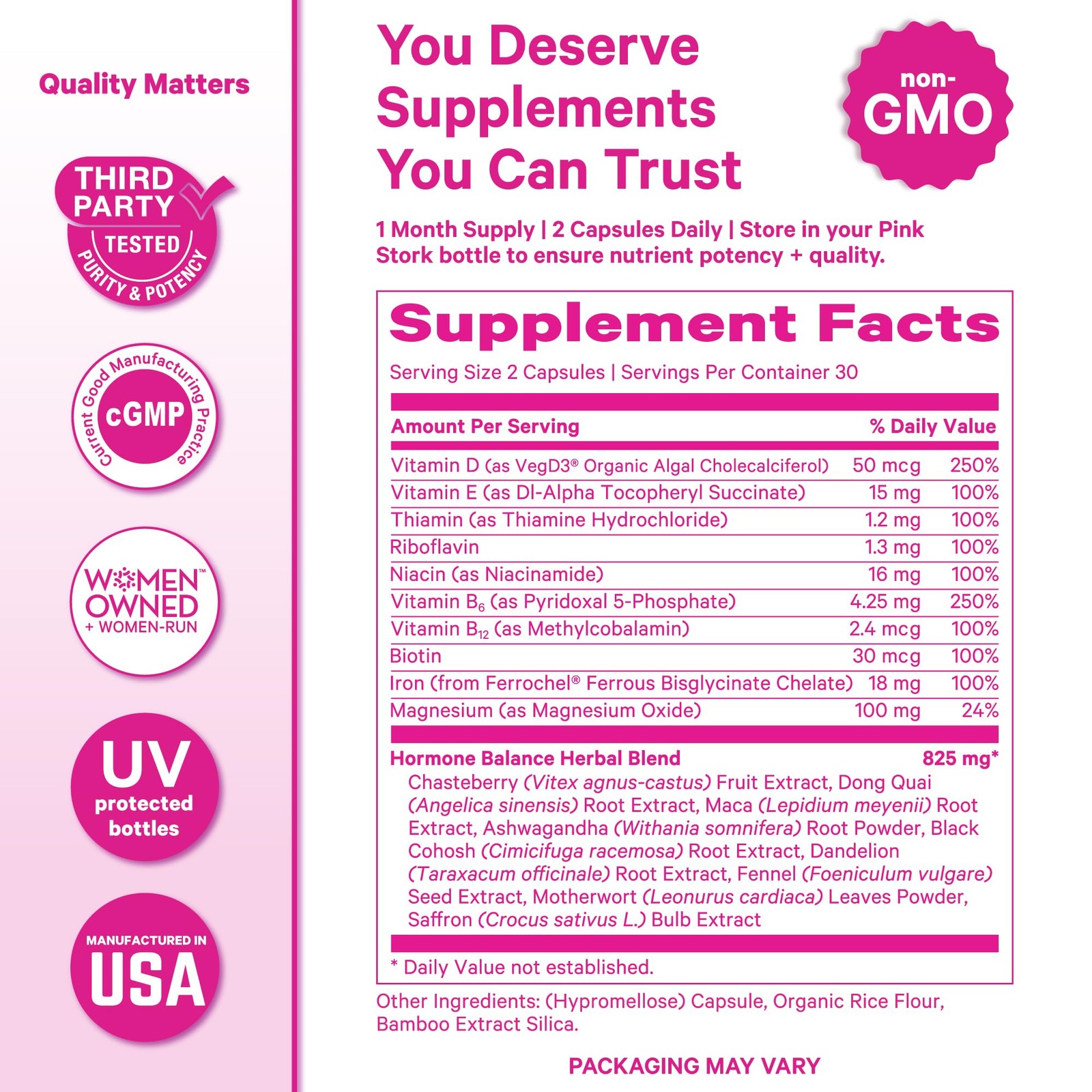 Pink Stork Hormone Balance Multivitamin for Women | 18-in-1 Vitex, Saffron, Ashw