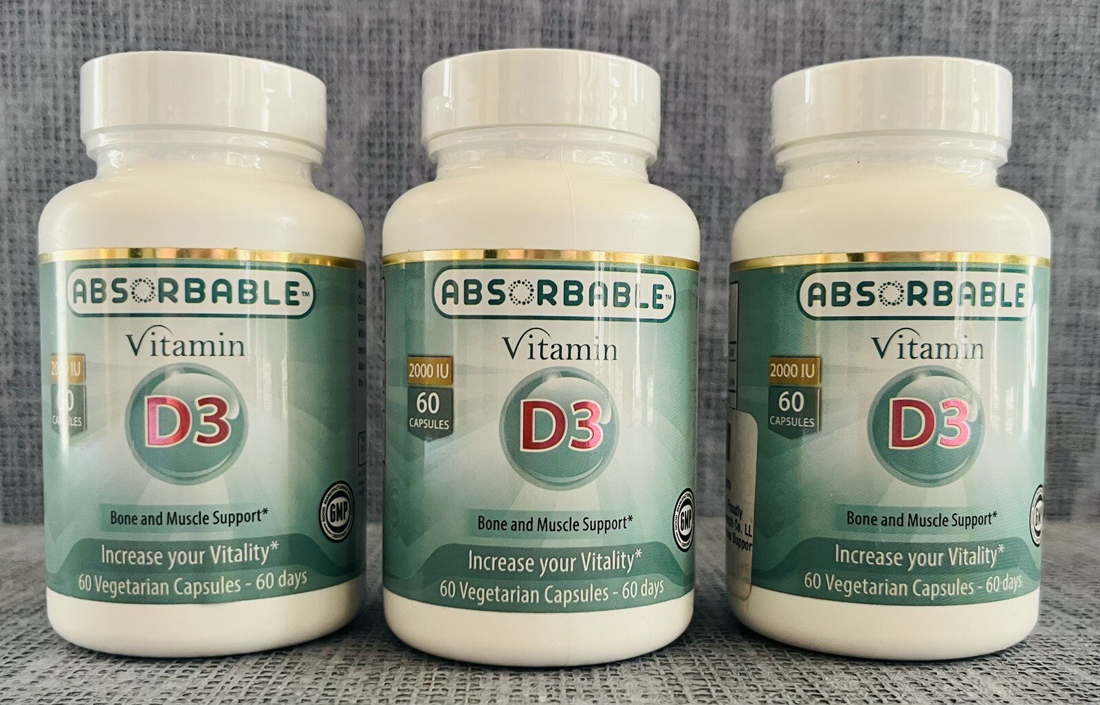 Absorbable – Vitamin D3 – 2000 IU – 60 Capsules – Exp. 09/2025 – New And Sealed.
