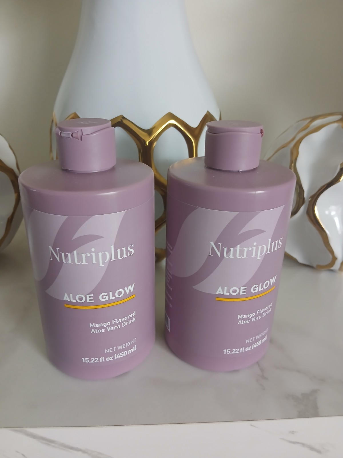 Nutriplus Aloe Glow Mango Aloe Vera Drink Liquid 15.22 fl oz (450 ml) Lot of 2