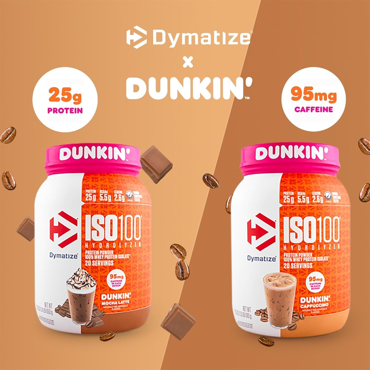Dymatize ISO100 Whey Protein Powder Dunkin Mocha Latte 20 Servings 25g Protein