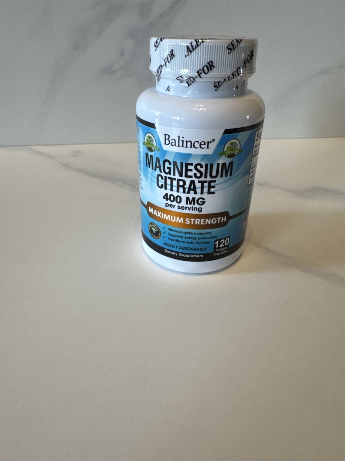 Balincer Magnesium Citrate 400mg 120 Veggie Capsules Nervous System Support New