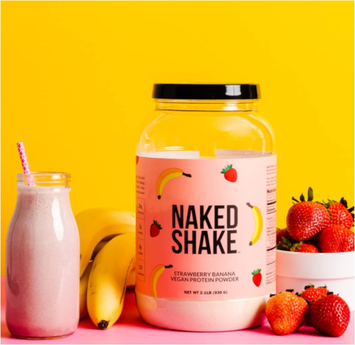 NAKED Shake Vegan Protein Powder, Strawberry Banana, 30 Servings