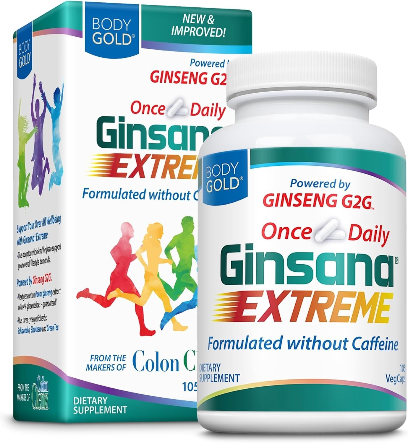 **2 PACK** BodyGold Ginsana Extreme Energy, 105 veg caps