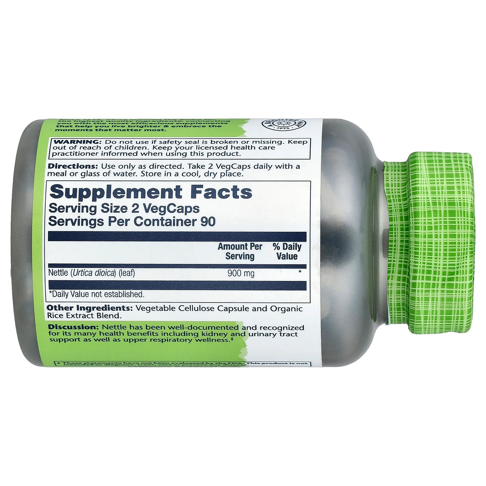 2 X Solaray, True Herbs, Nettle, 180 VegCaps (450 mg per Capsule)