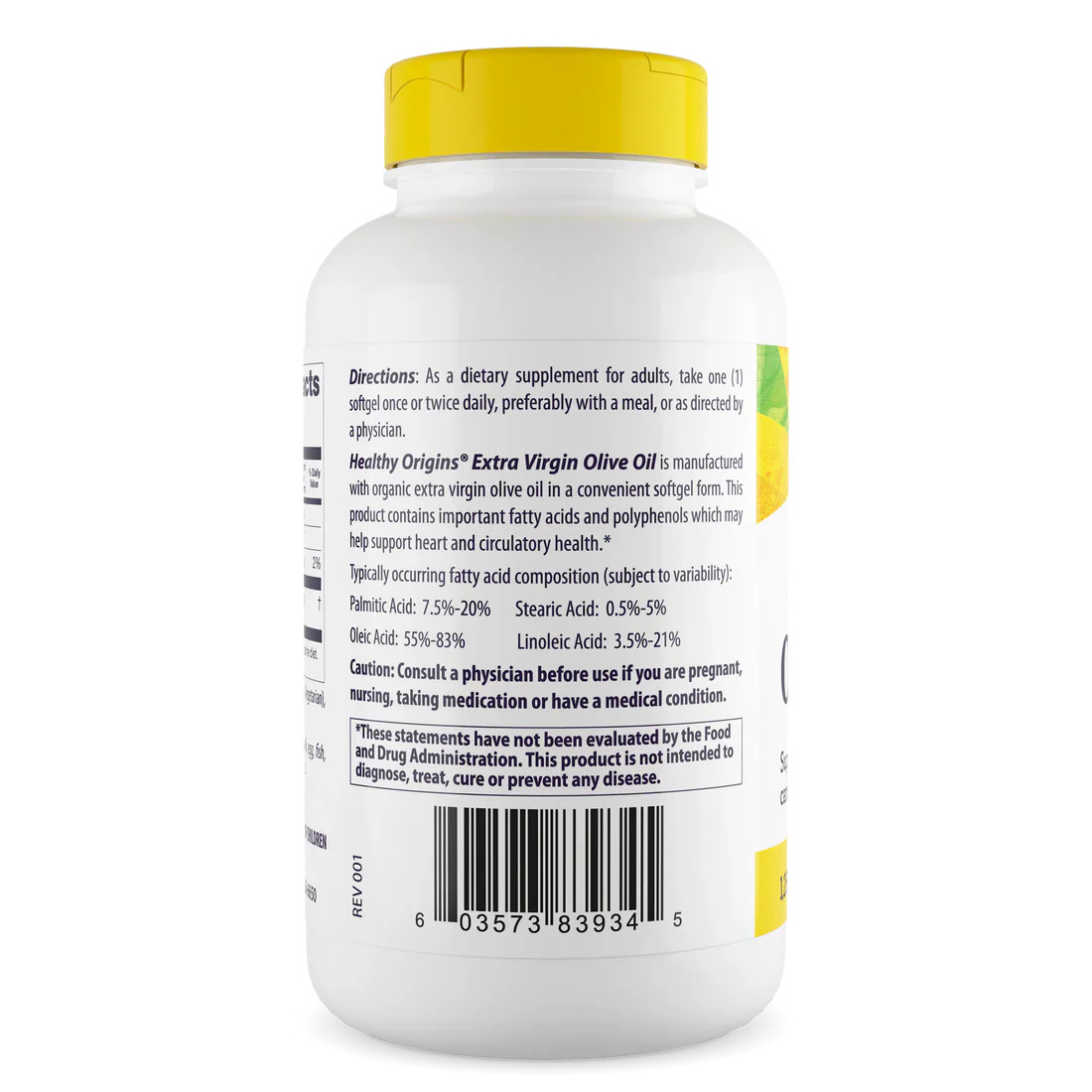 Healthy Origins Extra Virgin Olive Oil 1,250 mg | 120 Softgels