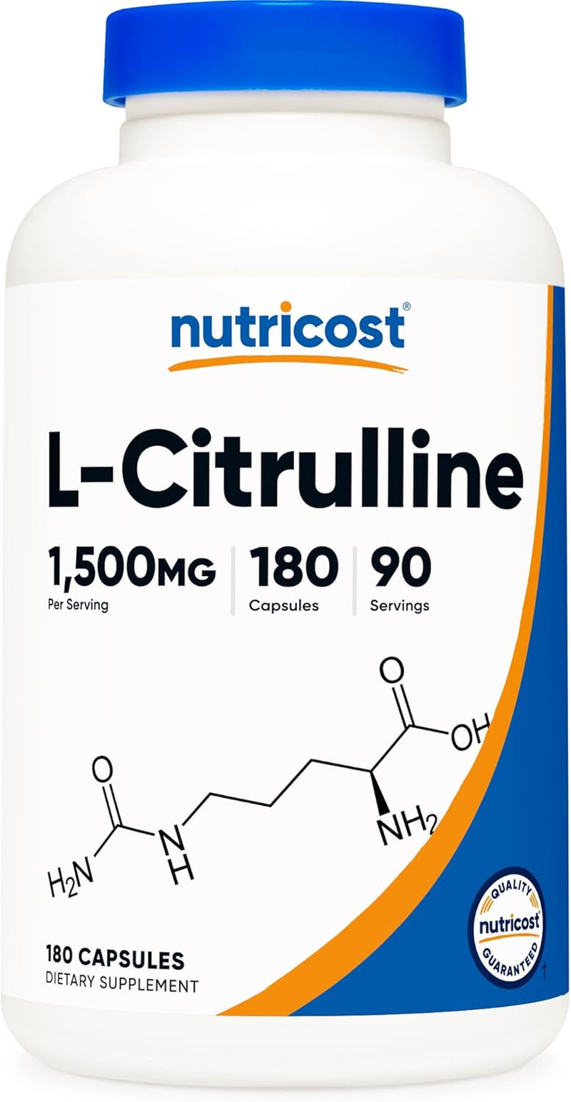 L-Citrulline 1500Mg, 180 Capsules – 750Mg per Capsule, Gluten Free, Non-Gmo, Pac