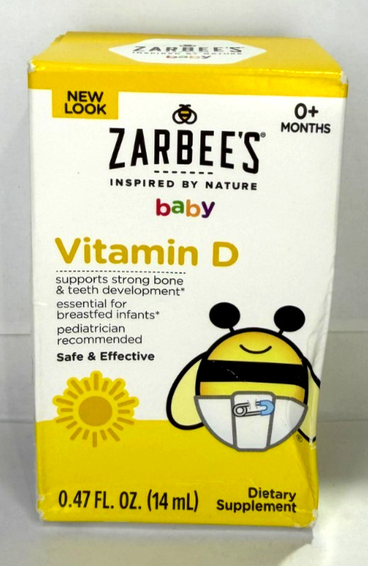 Zarbee’s Vitamin D Drops for Infants 400 IU (10 mcg) 0.47 oz EXP 02/27