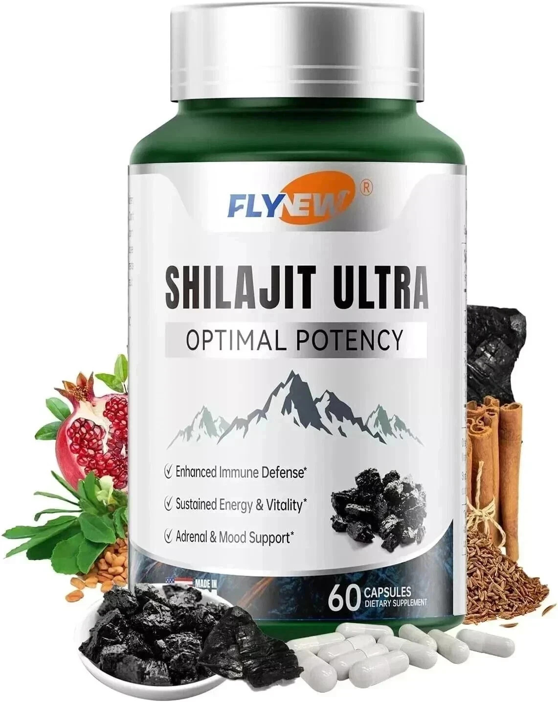 3 Pack Flynew Shilajit Ultra Optimal Potency, Shilajit Extract with L-Arginine