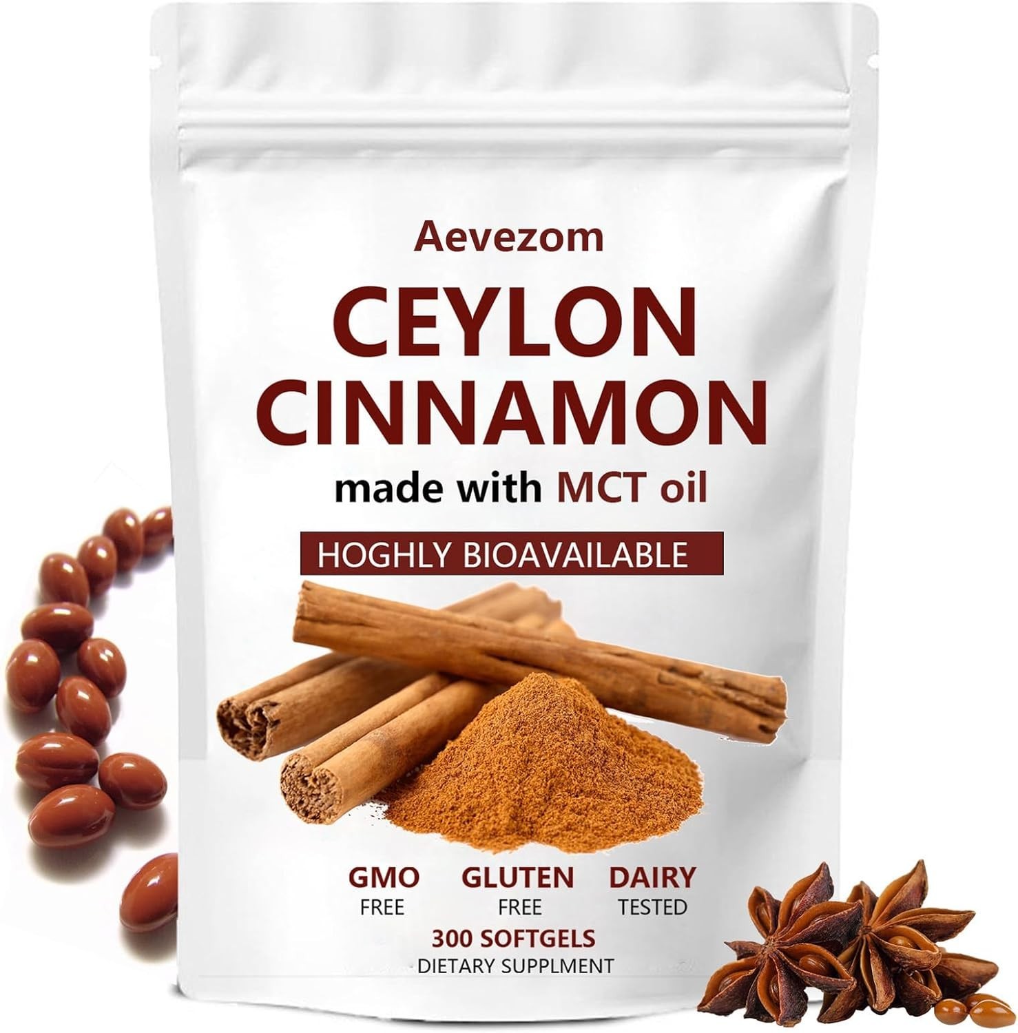 Ceylon Cinnamon 7,200Mg Equivalent | 300 Softgels with MCT Oil | Highly Bioavail