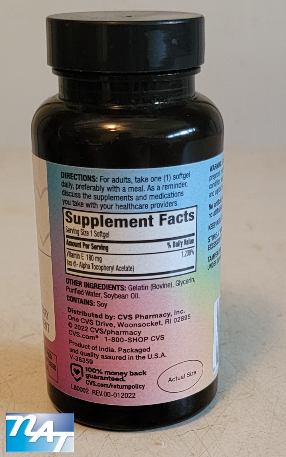 CVS Health E 180mg (400 IU) Antioxidant 100 softgels EX09/2024