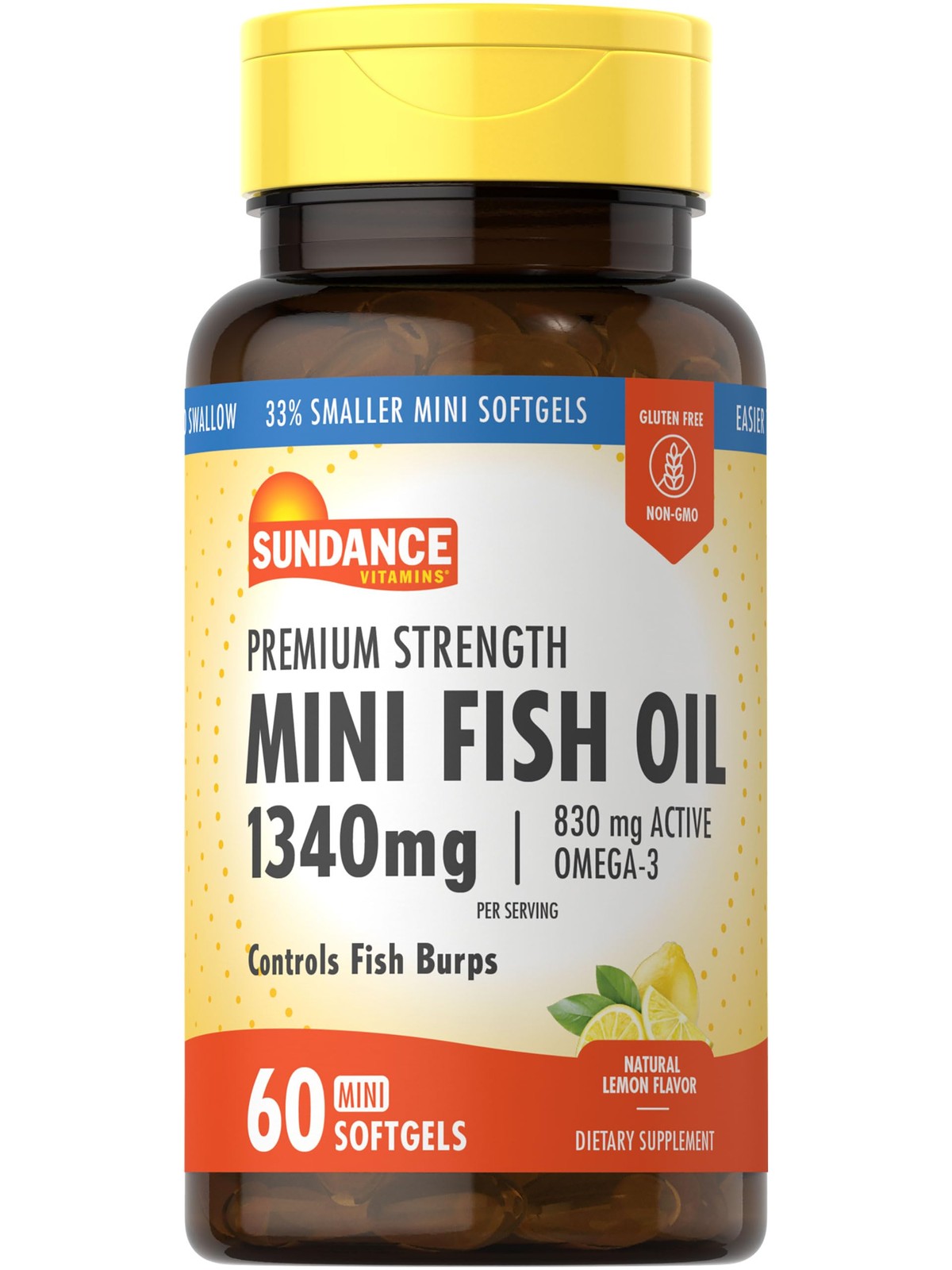 Mini Fish Oil Softgels 1340mg | 60 Count | Controls Fish Burps | Premium Stre…