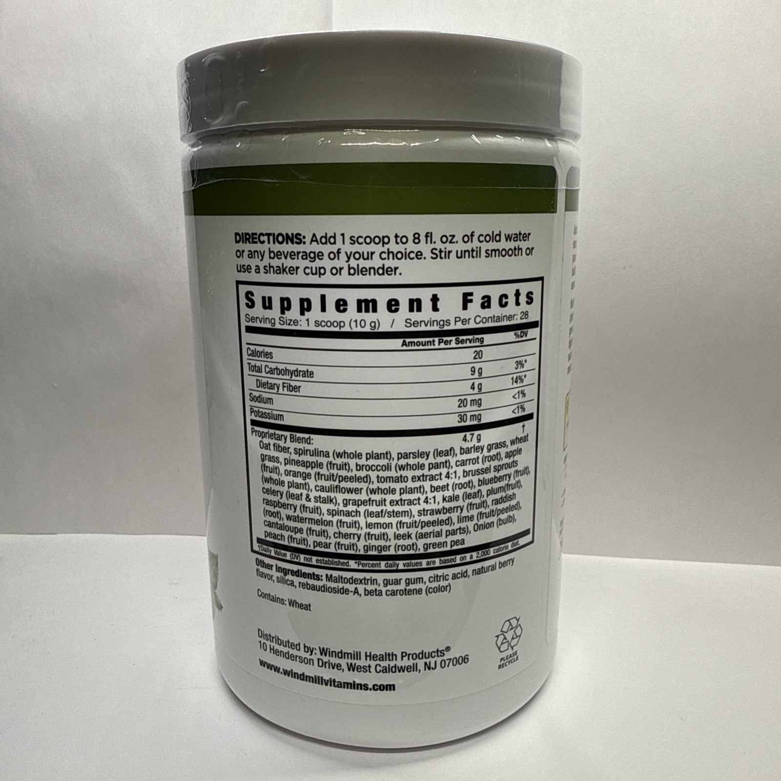 NUTRITION WORKS Greens Superfood Powder Drink Mix 9.88oz Berry Flavor Sugar Free
