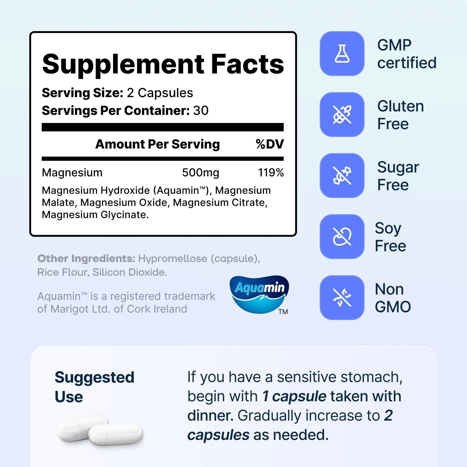 Spectrum 5 Magnesium Complex 500mg 5-in-1 Glycinate Citrate Malate 72 Minerals