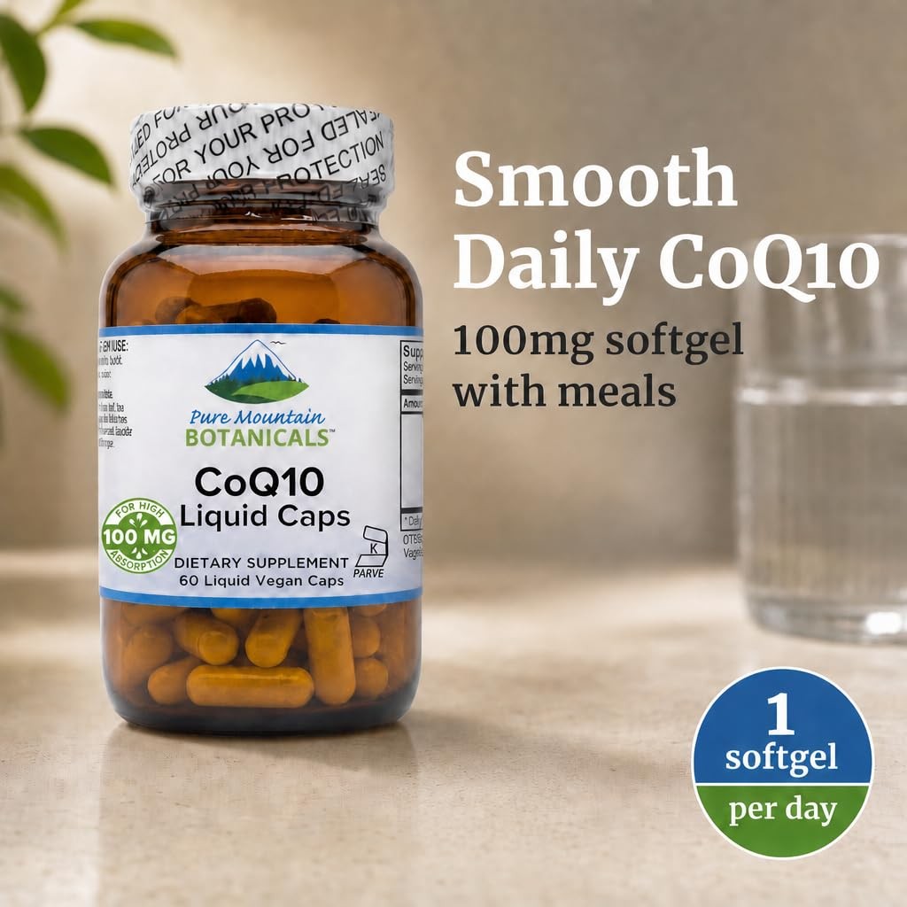 Pure Mountain Botanicals CoQ10 100mg Softgels – Coenzyme Q10 Ubiquinone – Vegan