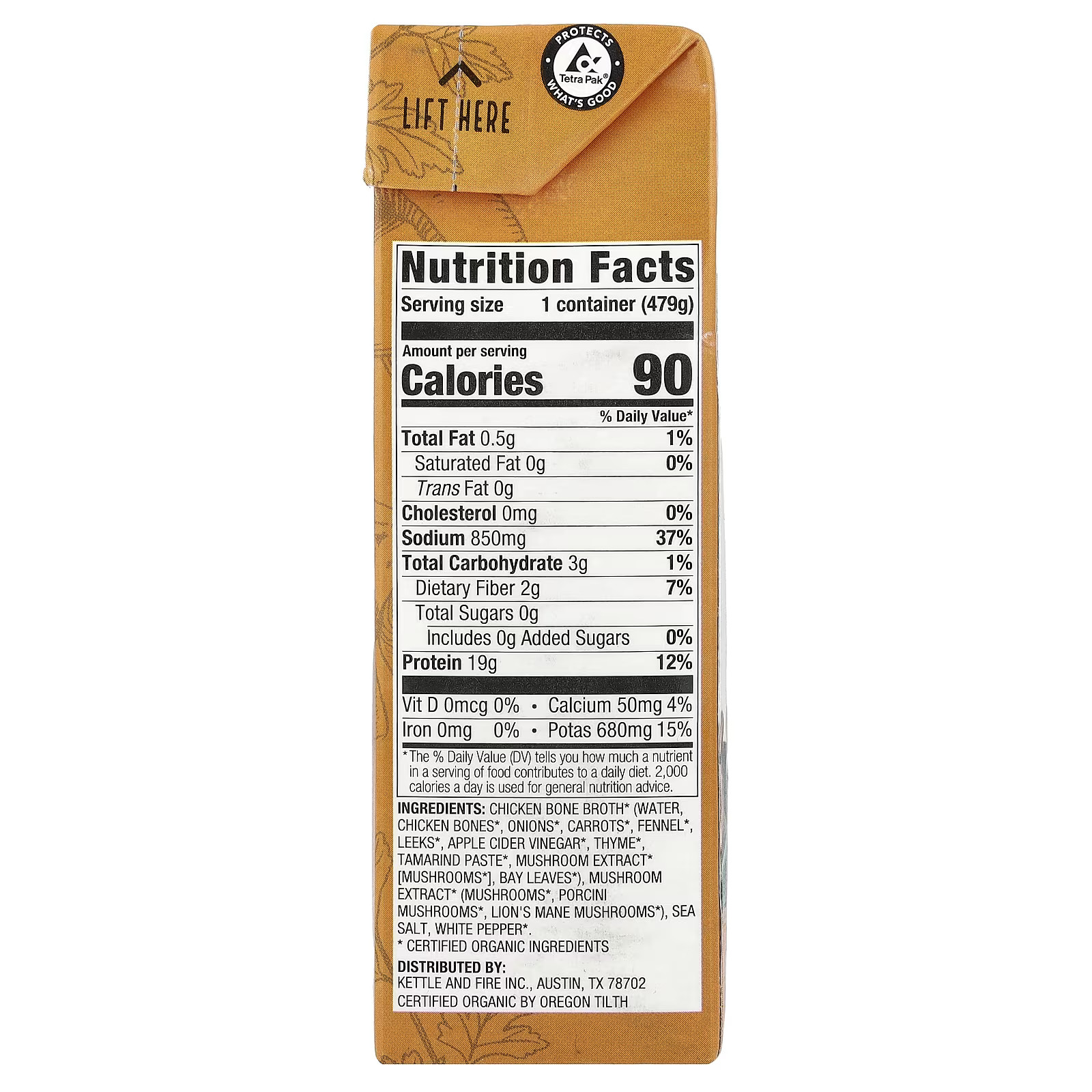 Kettle & Fire Bone Broth, Mushroom Chicken 16.9 oz (479 g) Bone Health