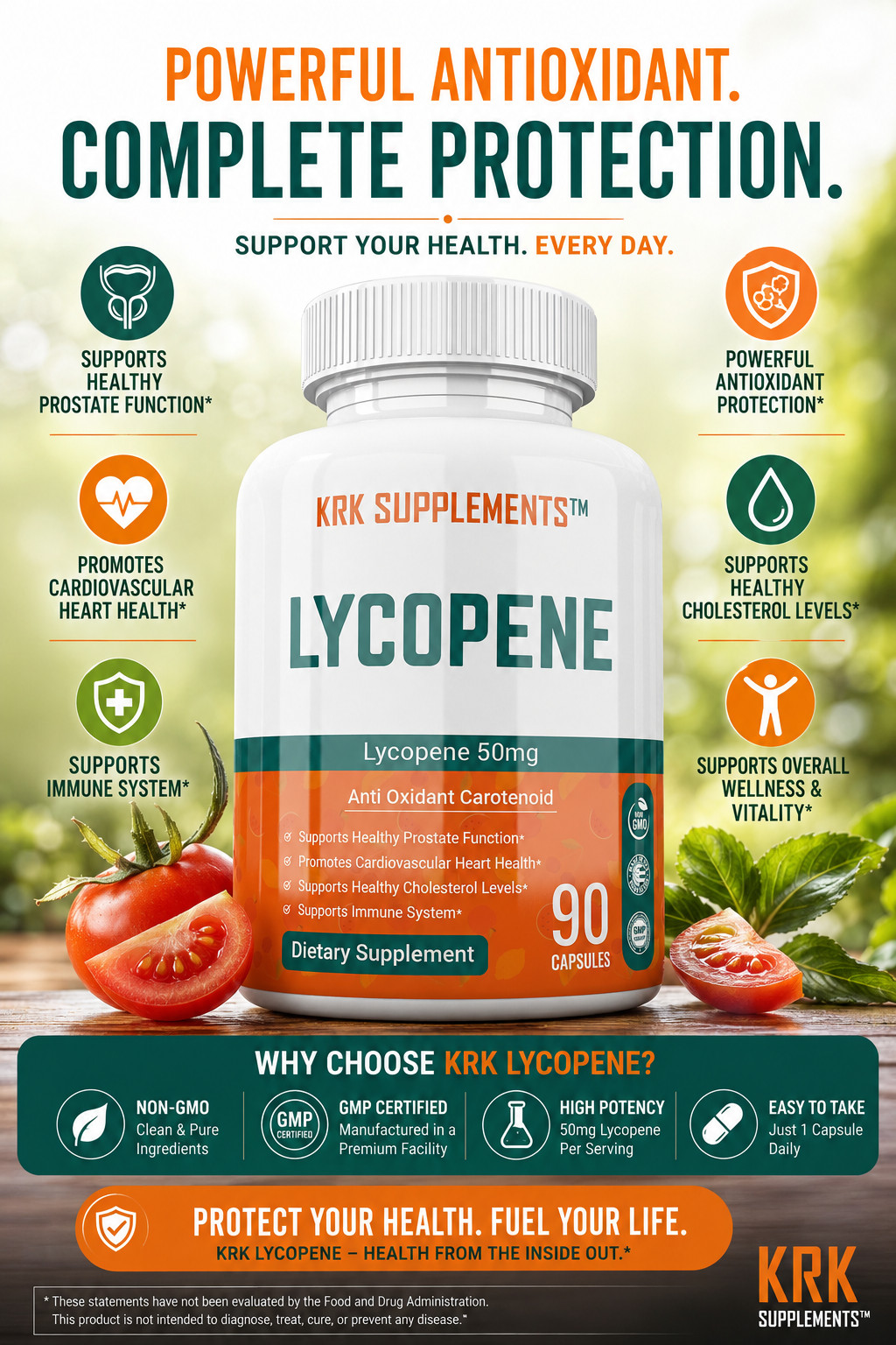 1 btl Lycopene 50mg Prostate Support Health Supplement