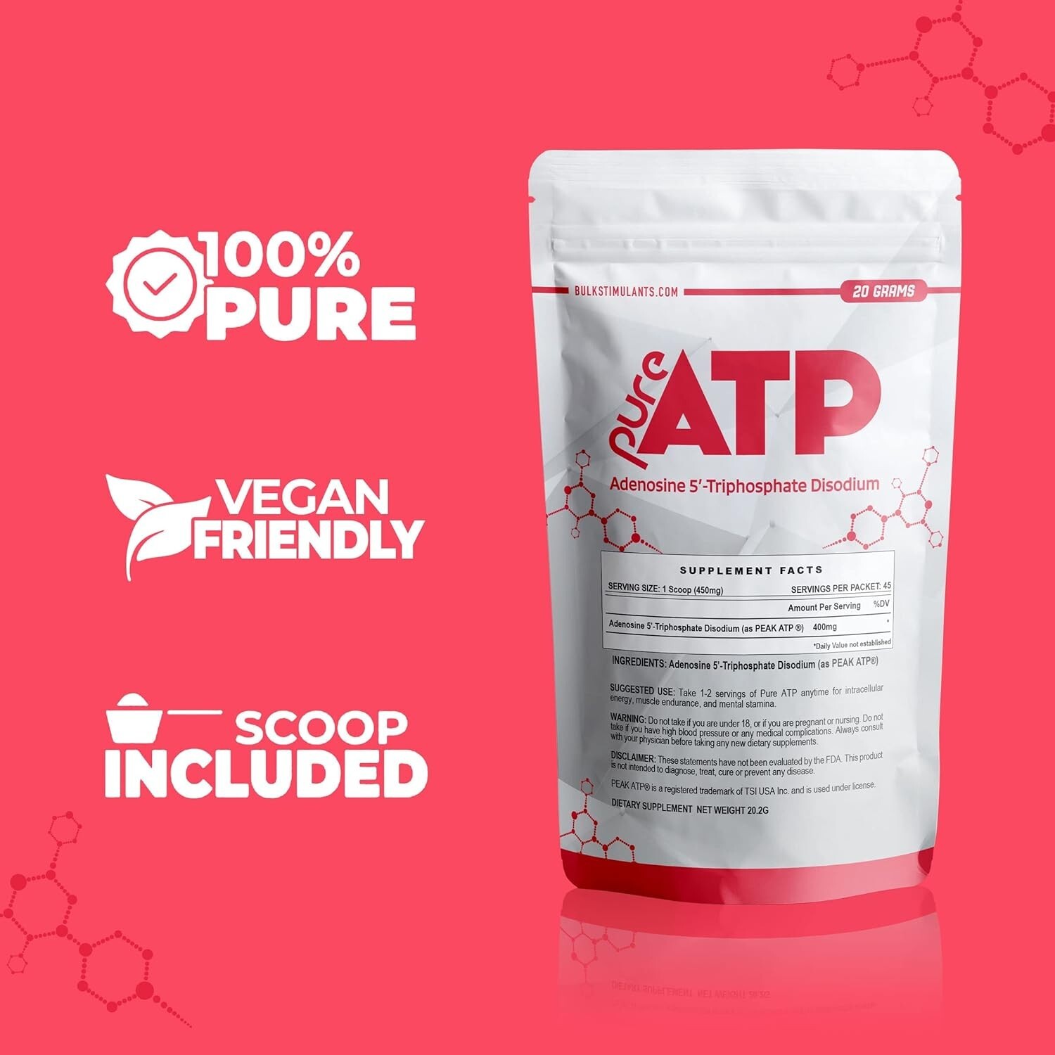 BulkStimulants Pure ATP Adenosine Triphosphate Powder – Increase Energy, Endu…