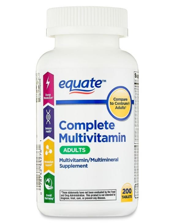 Equate Complete Multivitamin/Multimineral Supplement Tablets, Adults, 200 Count