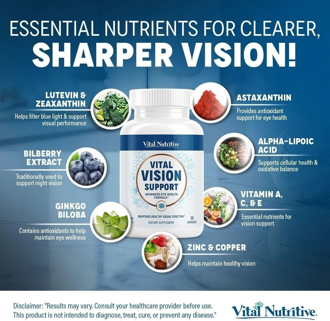 Vital Vision Support – Eye Health Supplement with Vitamin A Lutein Beta Carot…