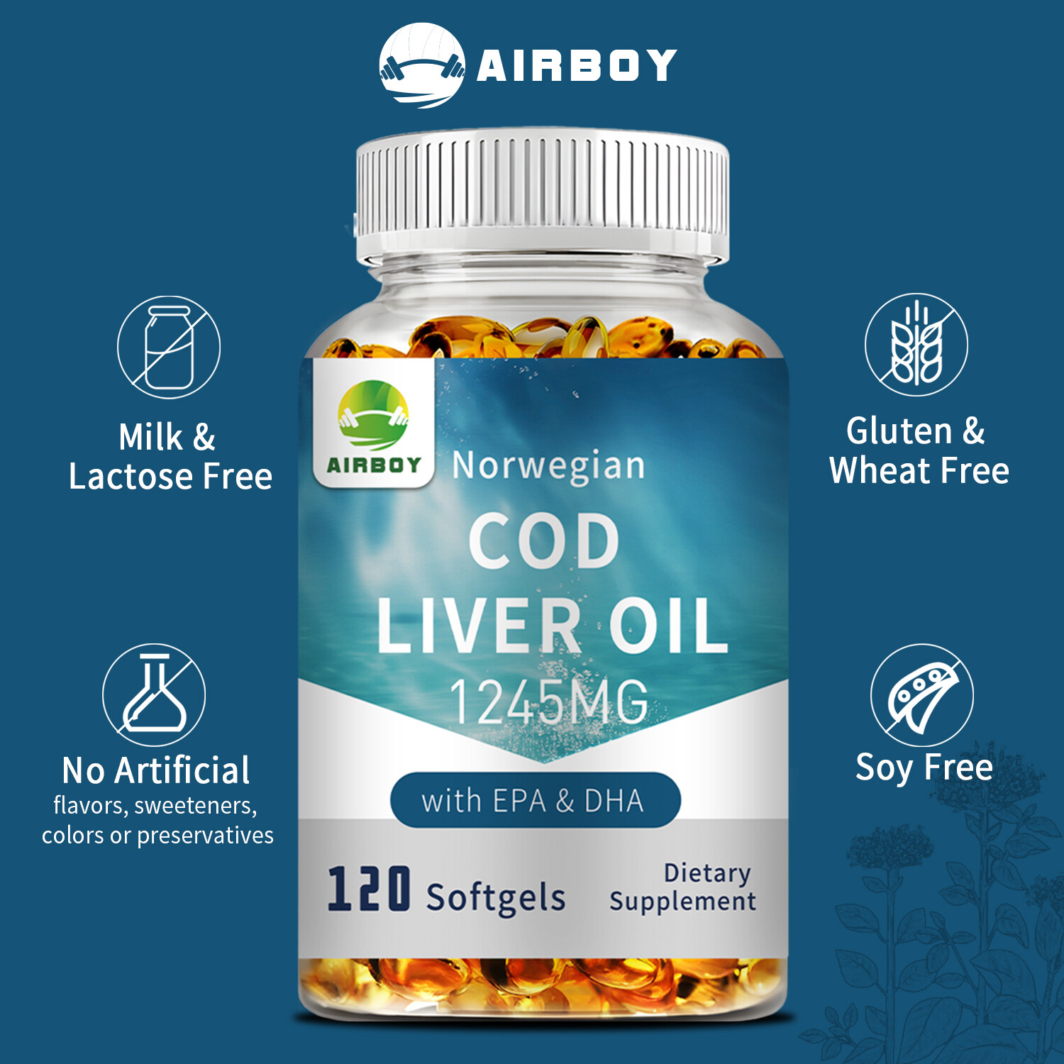 Norwegian Cod Liver Oil- EPA, DHA-Immune Support, Brain Health, Boost Metabolism