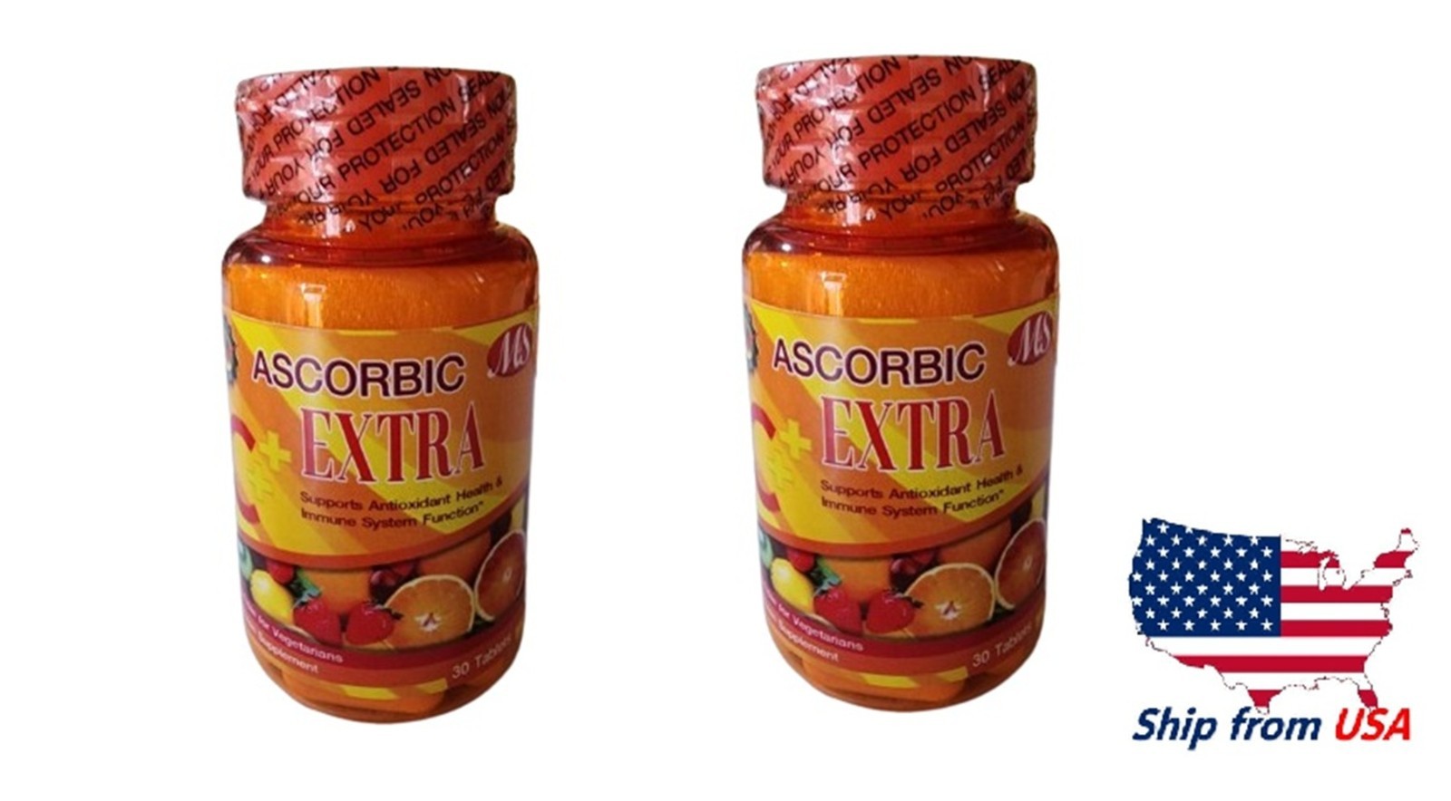 2 Bottles ASCORBIC Vitamin C 1000mg EXTRA Citrus Antioxidant Immune ACORBIC