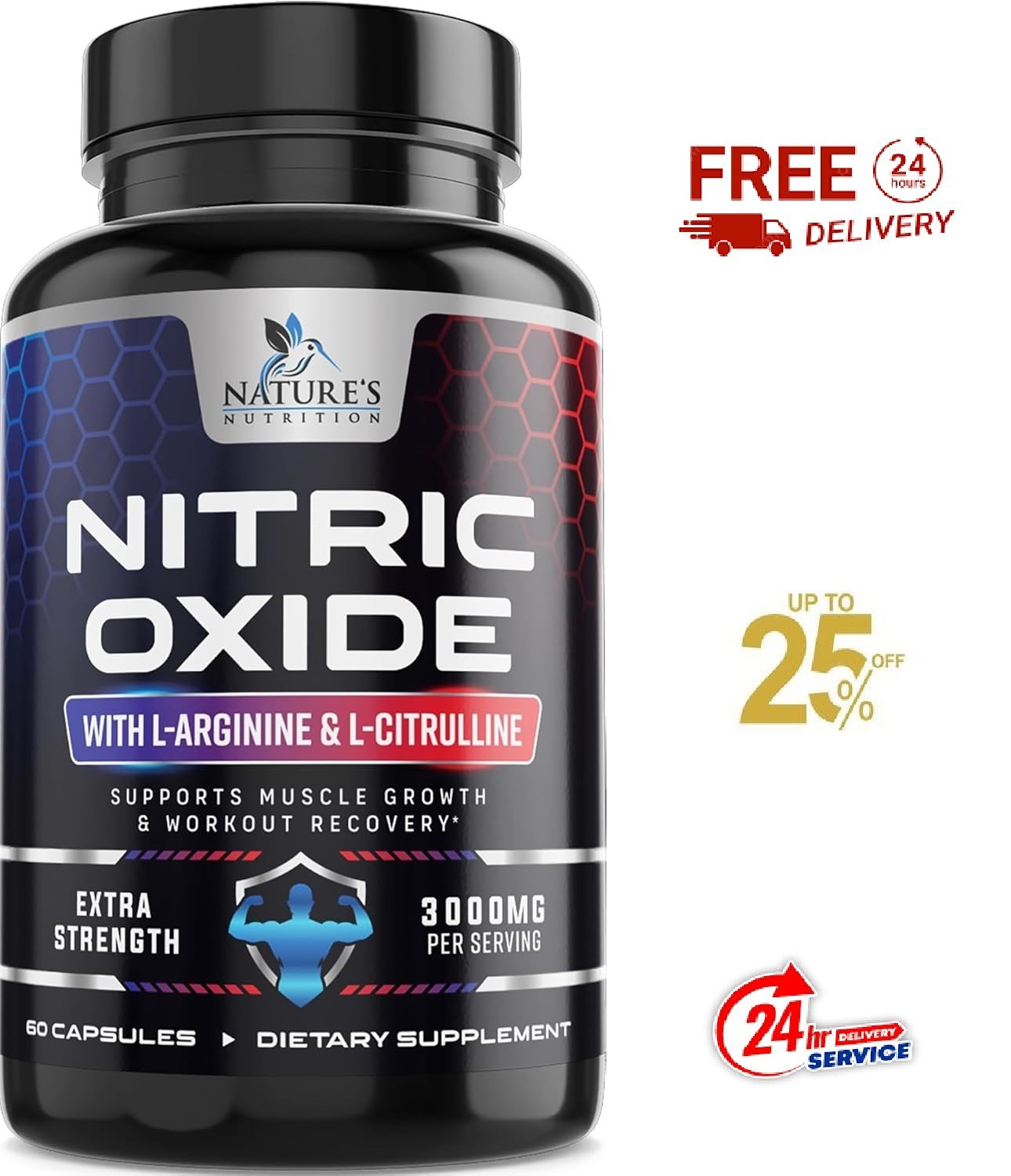 Nitric Oxide Booster Extra Strength 3000mg – L Arginine 3X Strength Nitric Oxide