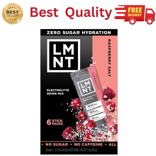 LMNT Zero Sugar Electrolyte Drink Mix Raspberry Flavor 6 Count Packets