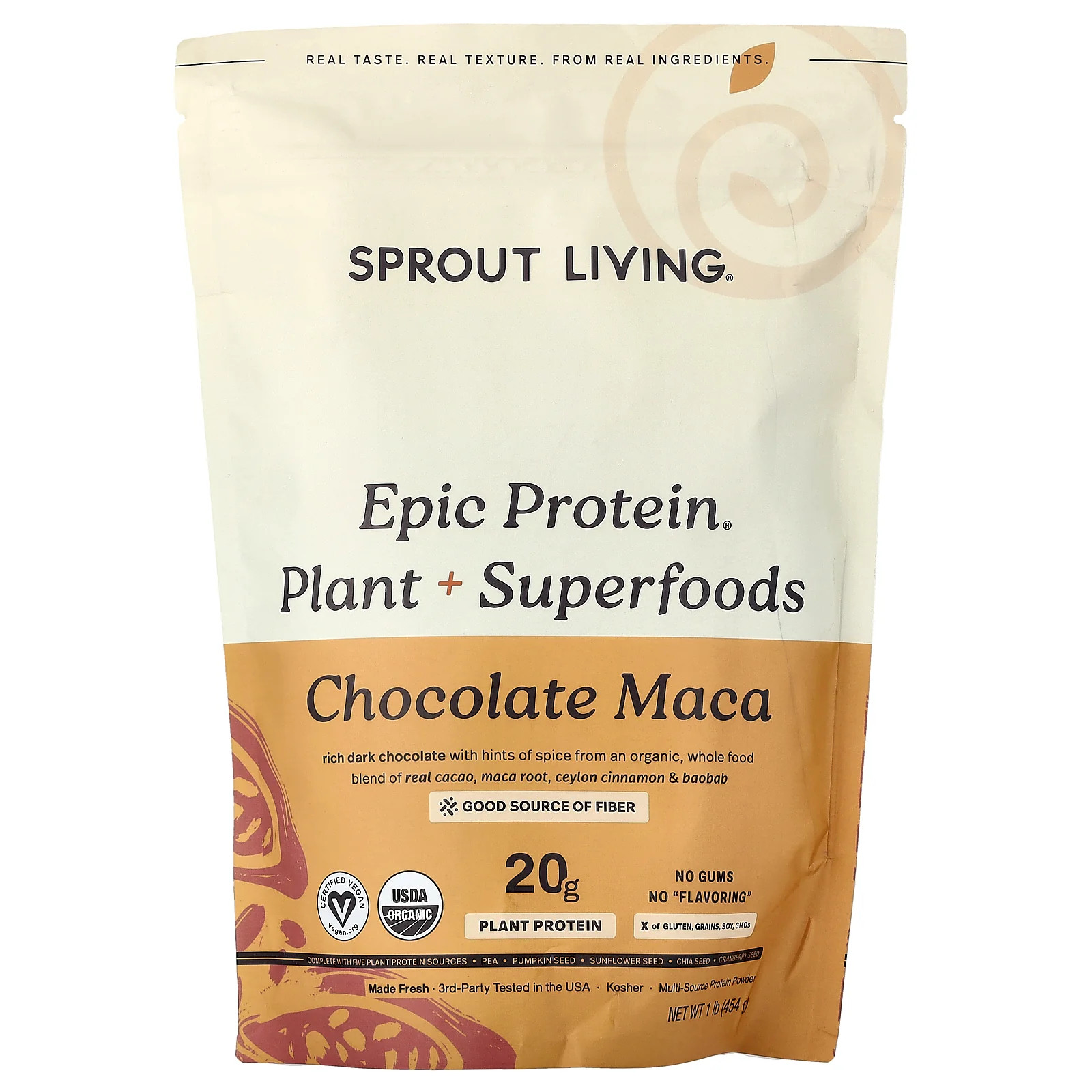 2 X Sprout Living, Epic Protein�, Organic Plant Protein + Superfoods, Chocolate