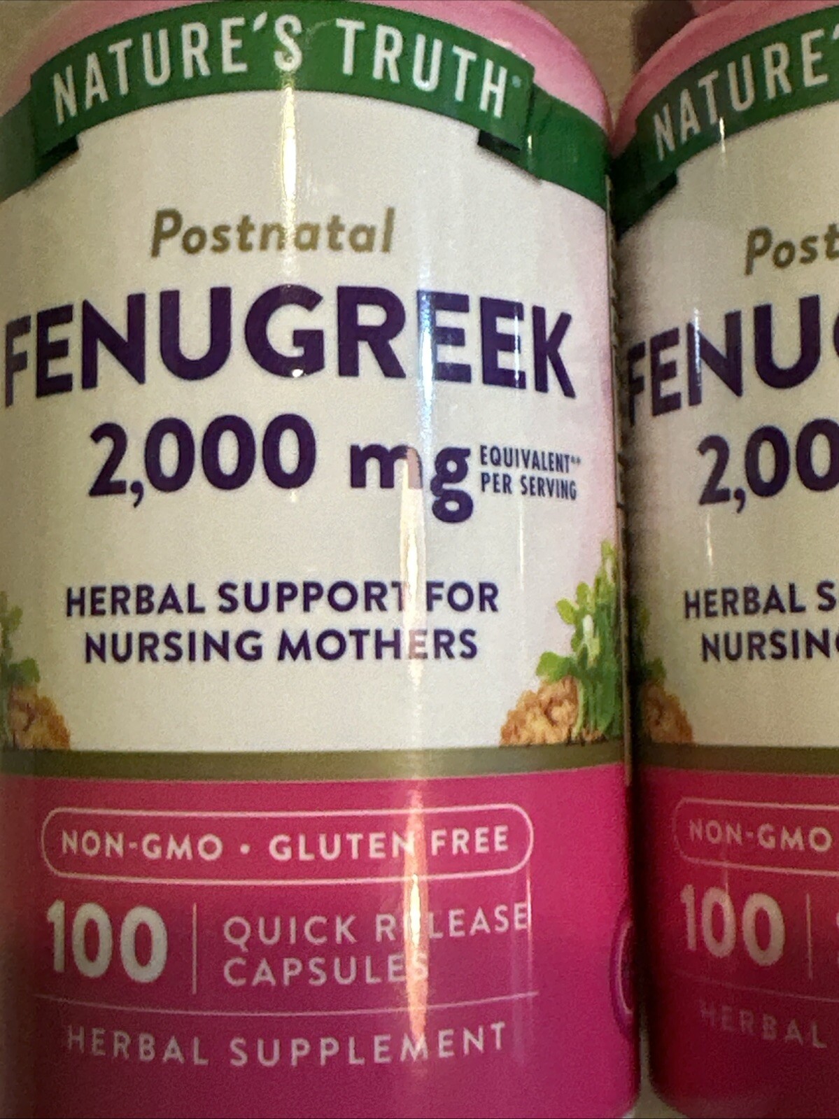 6 Bottles BULK LOT Postnatal Fenugreek Nursing Support 100 Cap NEW & SEALED 7/26