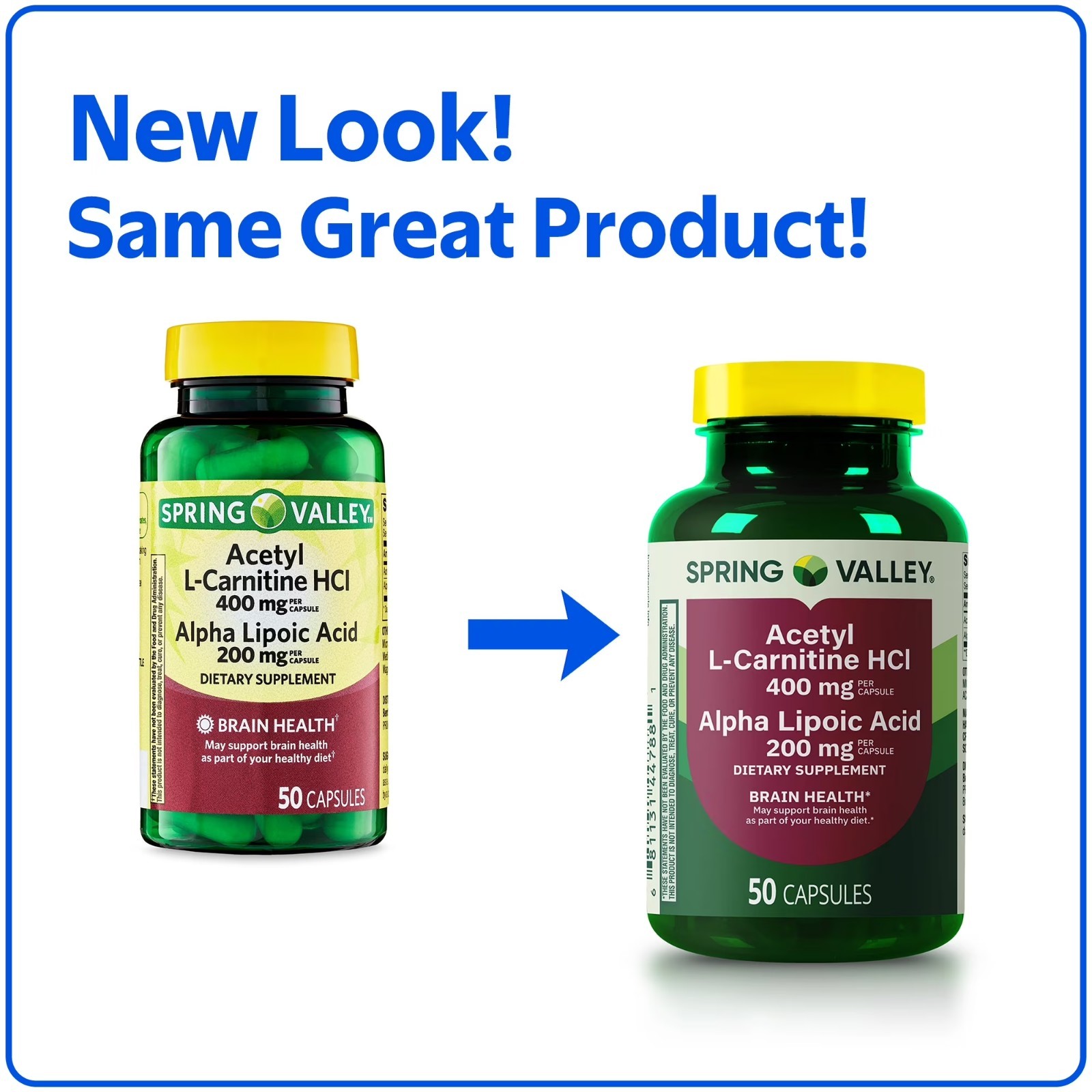 Acetyl L-Carnitine HCI 400 Mg Alpha Lipoic Acid 200 Mg Brain Booster, 50 Caps