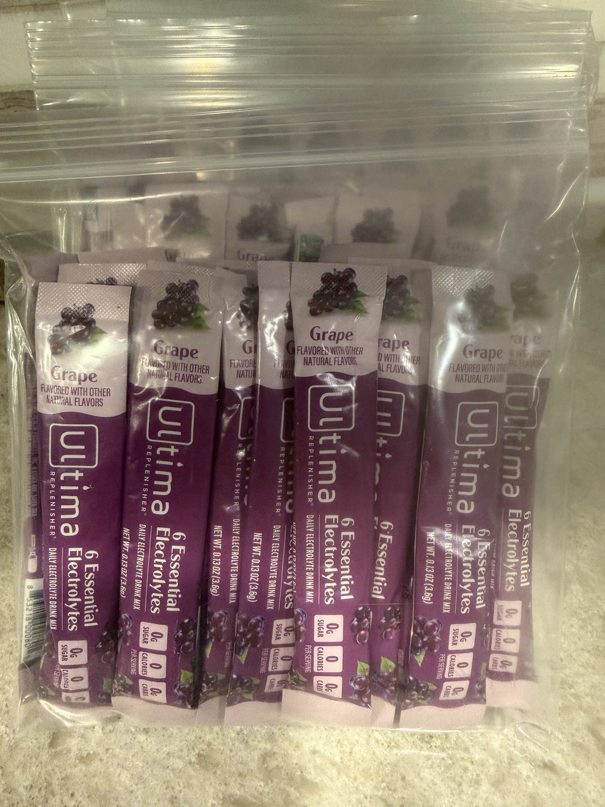 100 Count Ultima Replenisher, Electrolyte Hydration Drink Mix Sticks- Grape