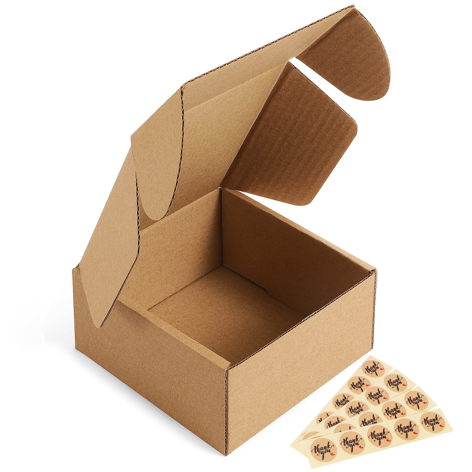Eupako Small Shipping Boxes 4x4x2 Inches – 50 Pack Brown Corrugated Cardboard…
