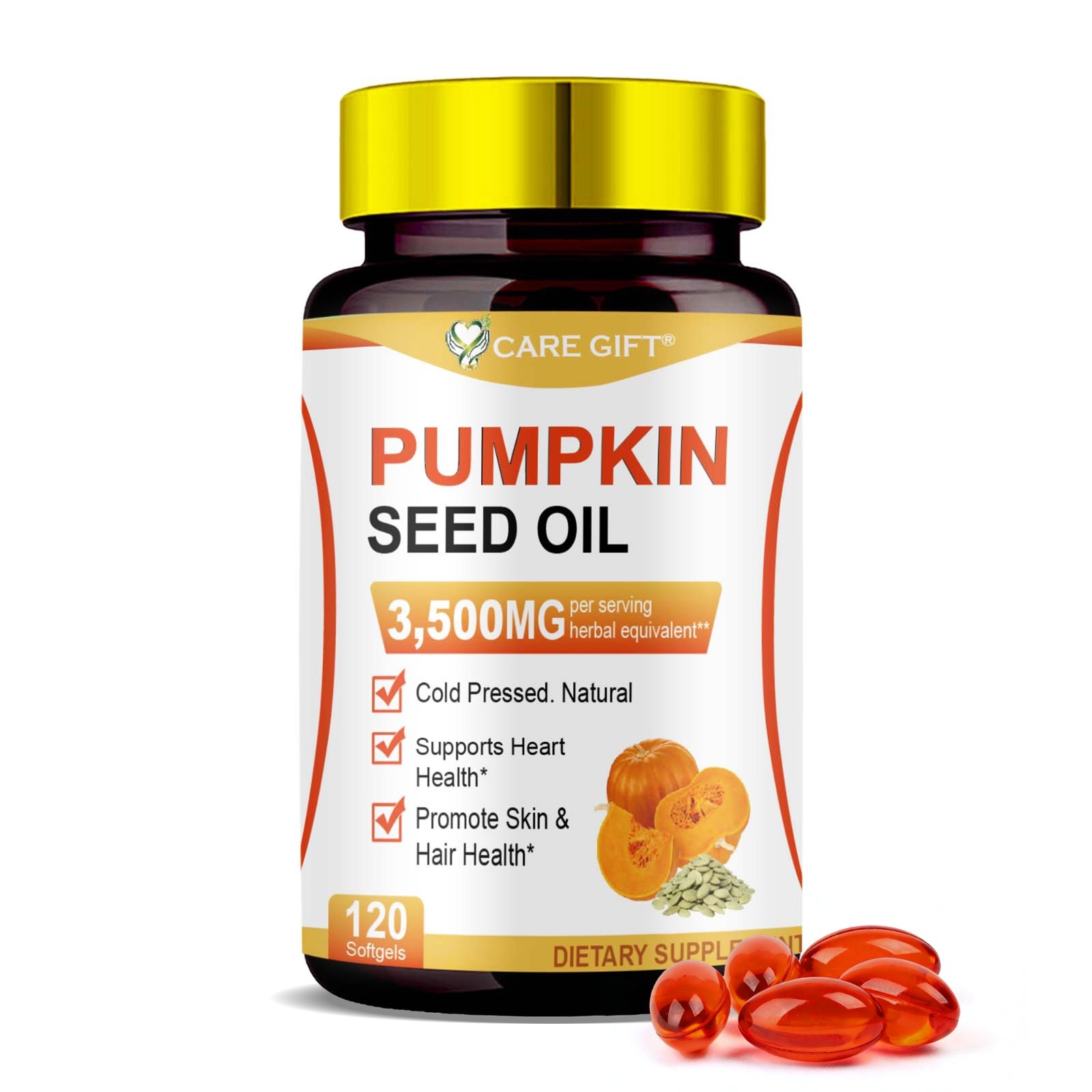 Pumpkin Seed Oil & Saw Palmetto 3500mg | Prostate, Hair & Urinary Support (120)
