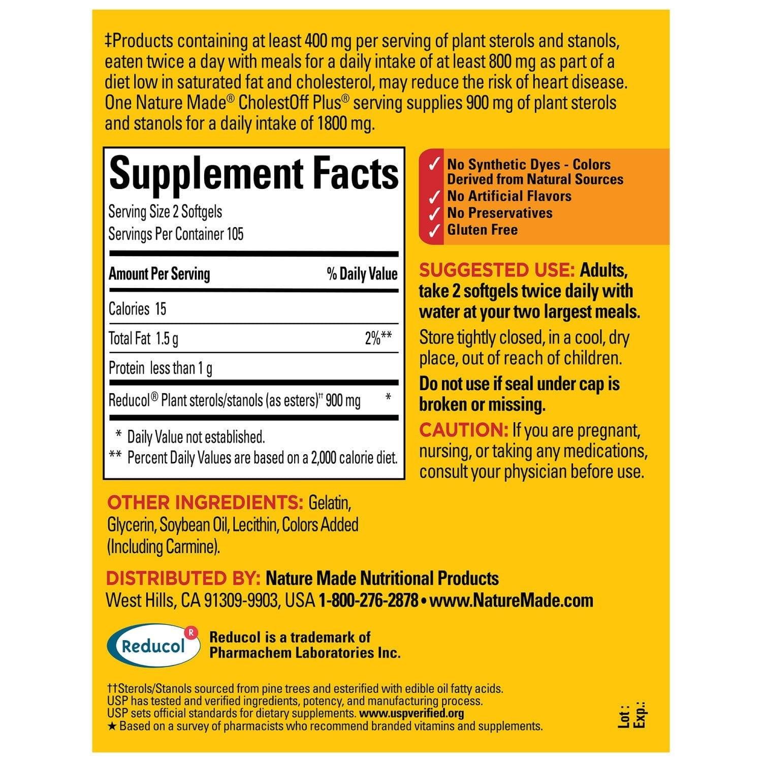 Nature Made CholestOff Plus Softgels Supports a Healthy Heart 210 ct.