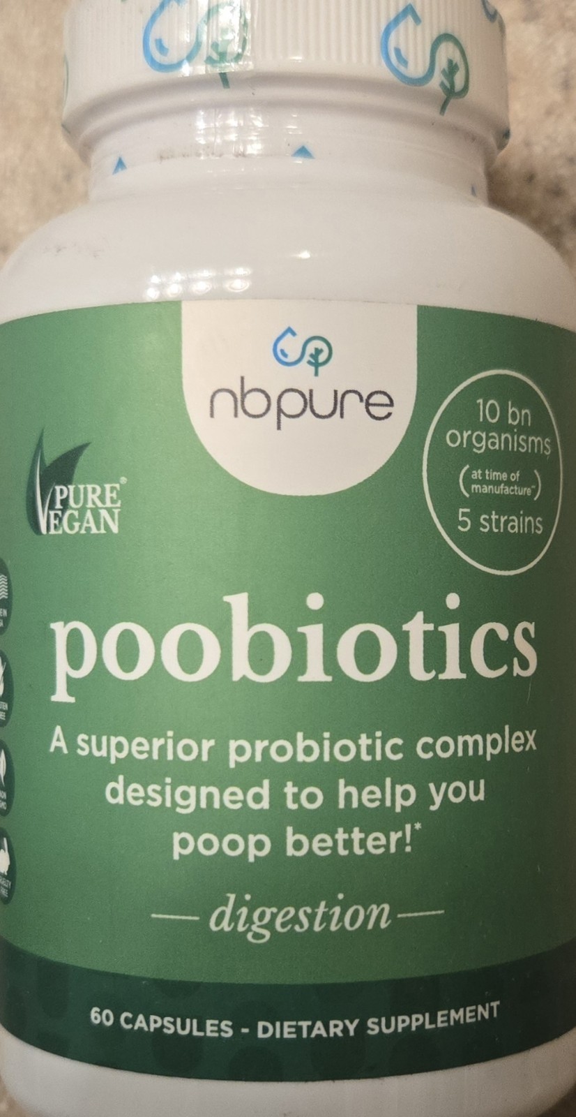NbPure POOBIOTICS 60 Capsules ( 60 Servings ) Digestive Support BEST BY 10/26