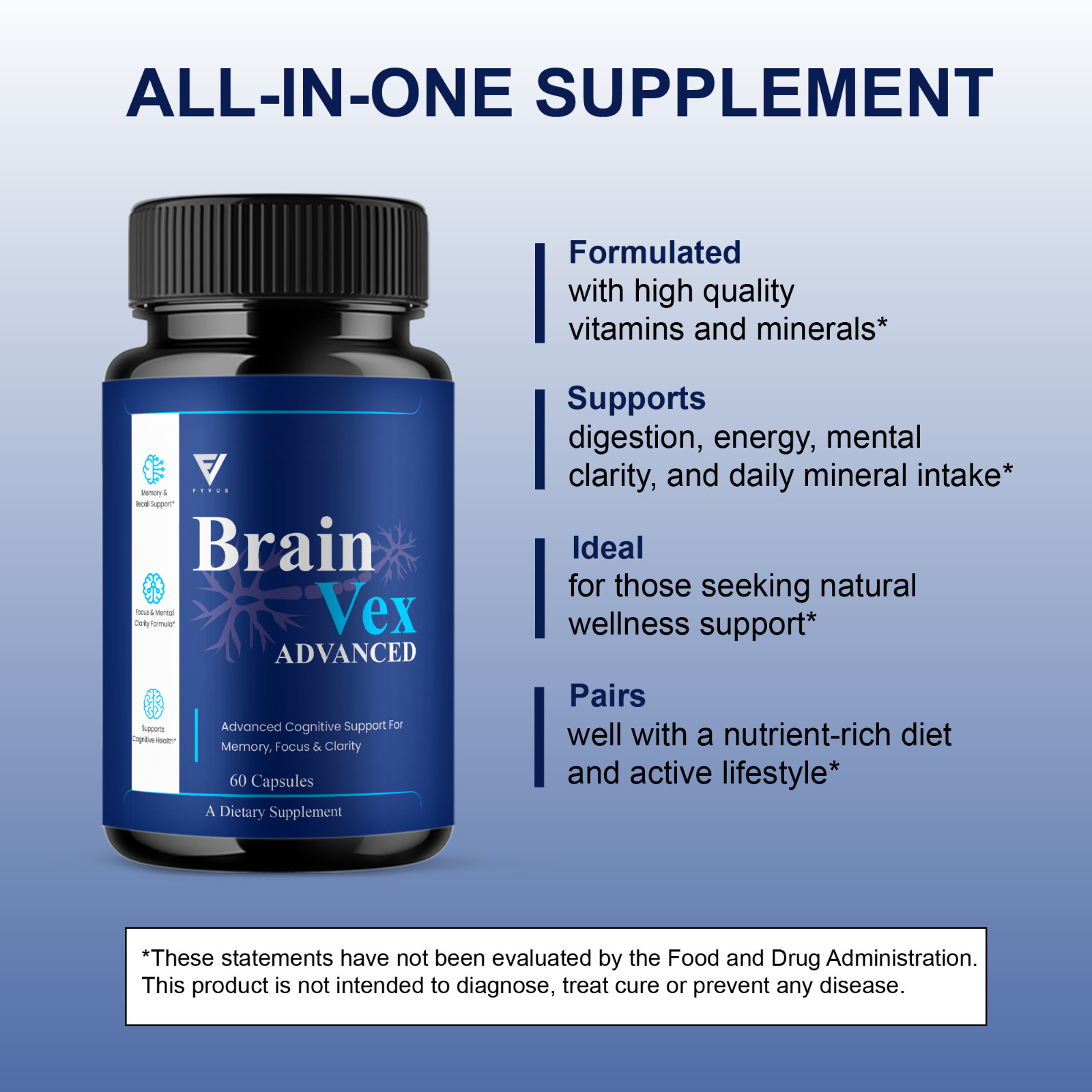 Brain Vex Advanced, BrainVex Brain Health Formula (60 Capsules)