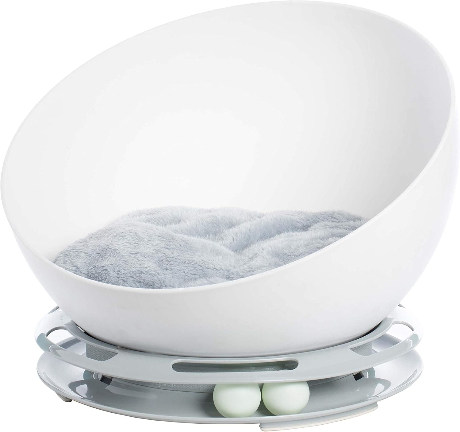 Plastic Bowl Shaped Sleeping Bed House Cat Cave Lounge with Ball Toy