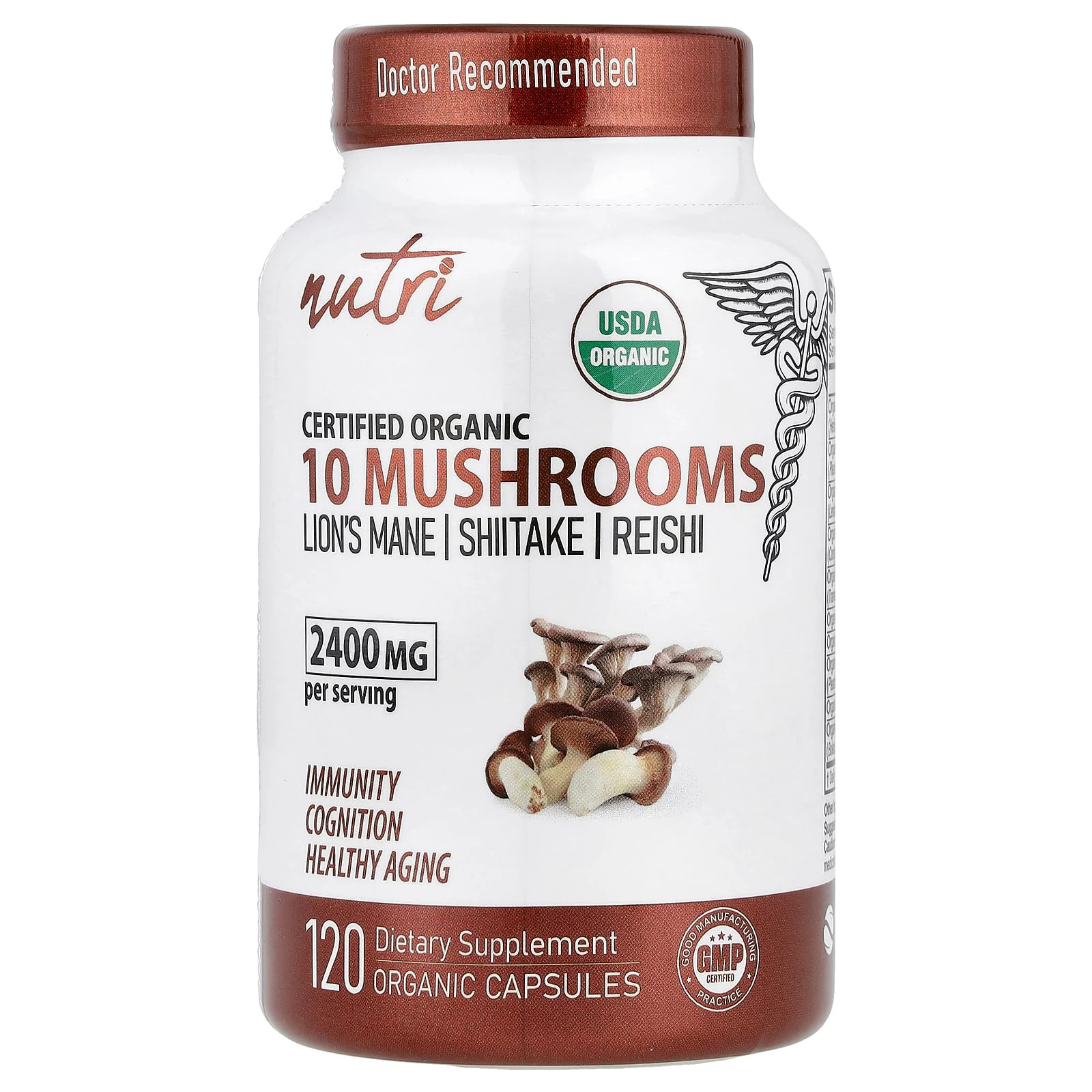 2 X Nutri, Organic 10 Mushrooms, 120 Organic Capsules