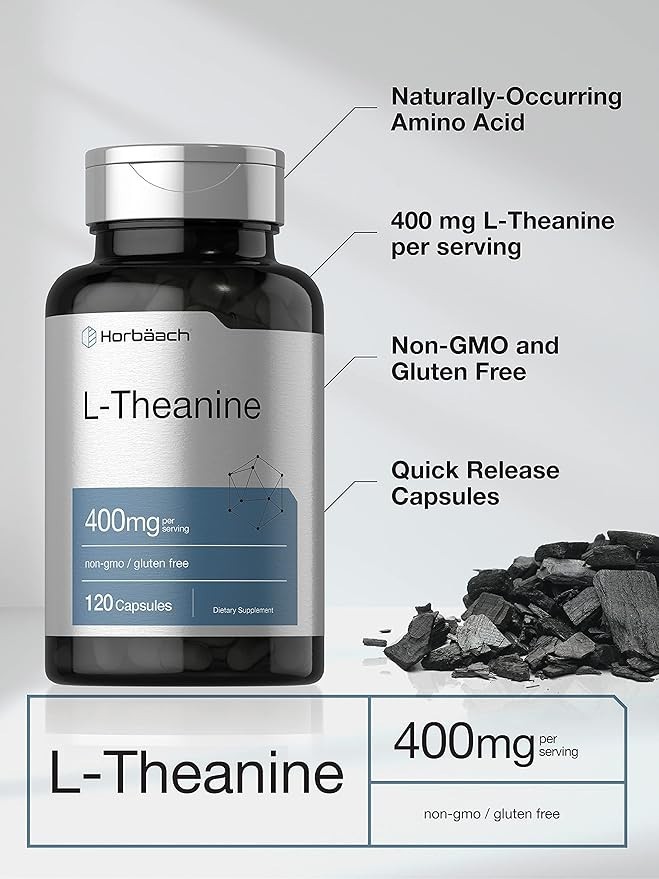 L-Theanine Supplement | 400mg | 120 Powder Capsules | Non-GMO & Gluten Free
