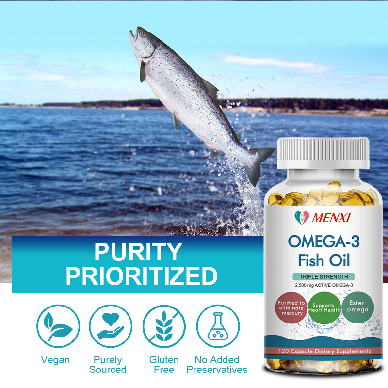 Omega 3 Fish Oil Capsules 3x Strength 1500mg EPA & DHA, Highest Potency MENXI
