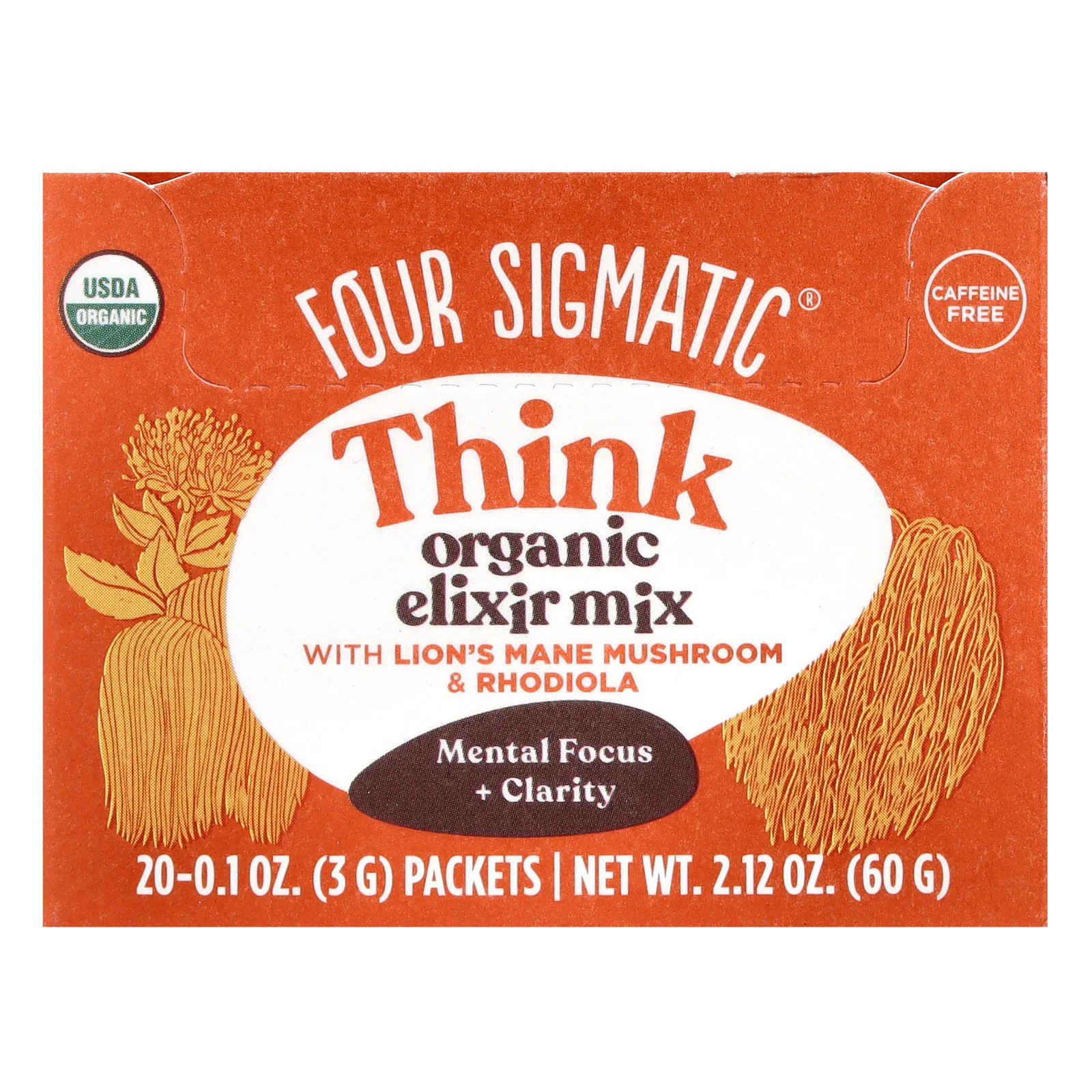 2 X Four Sigmatic, Think, Organic Elixir Mix With Lion’s Mane Mushroom & Rhodio