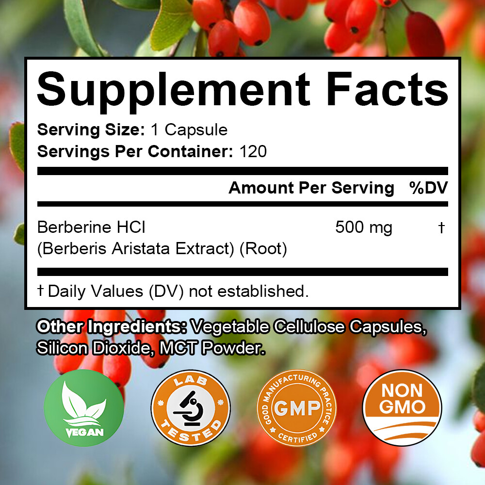 Berberine Hcl – Heart Health And Blood Sugar Balance – Plant-Based Antioxidant